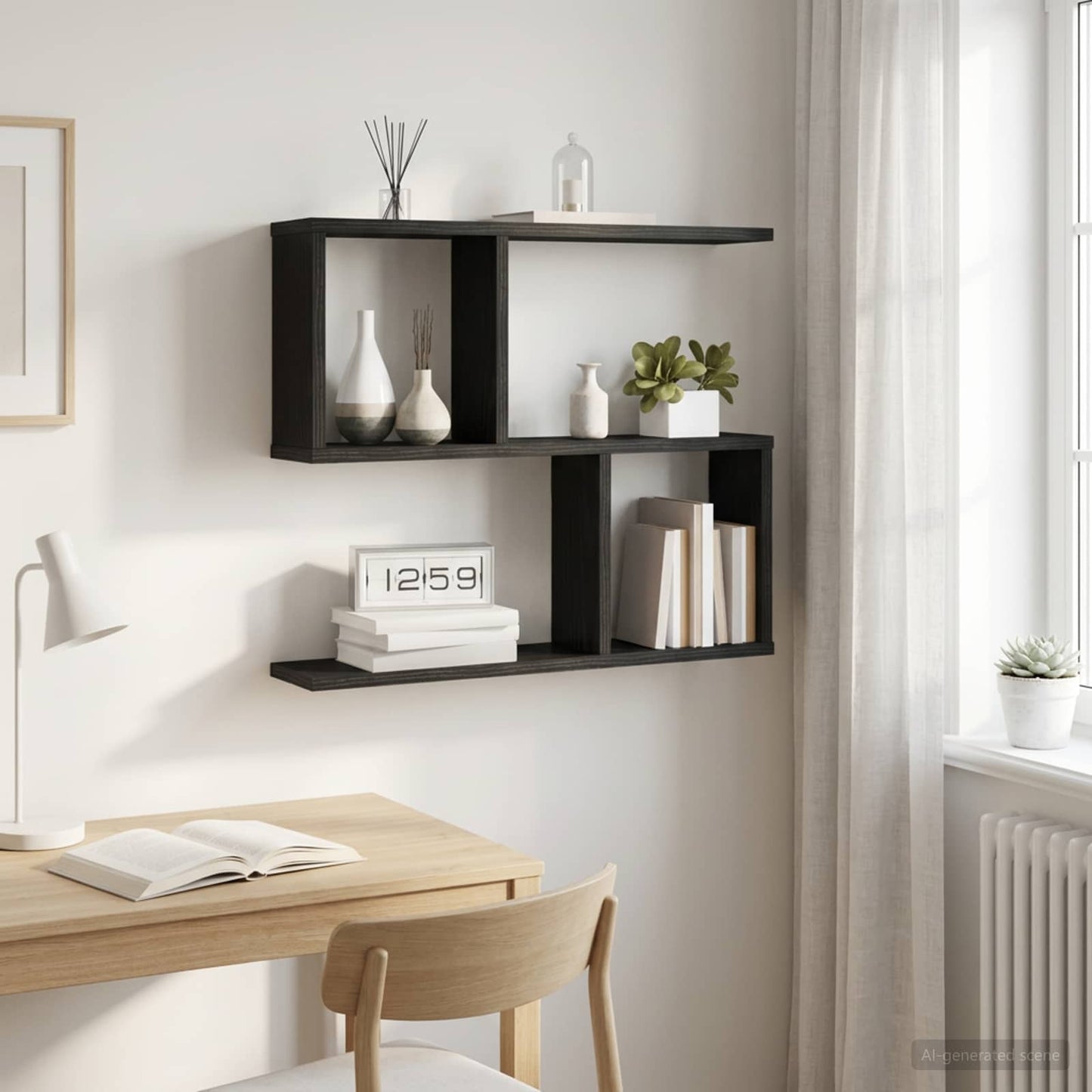 vidaXL Ράφι Τοίχου Μαύρη Δρυς 60 x 12 x 50,5 εκ Επεξεργασμένο Ξύλο