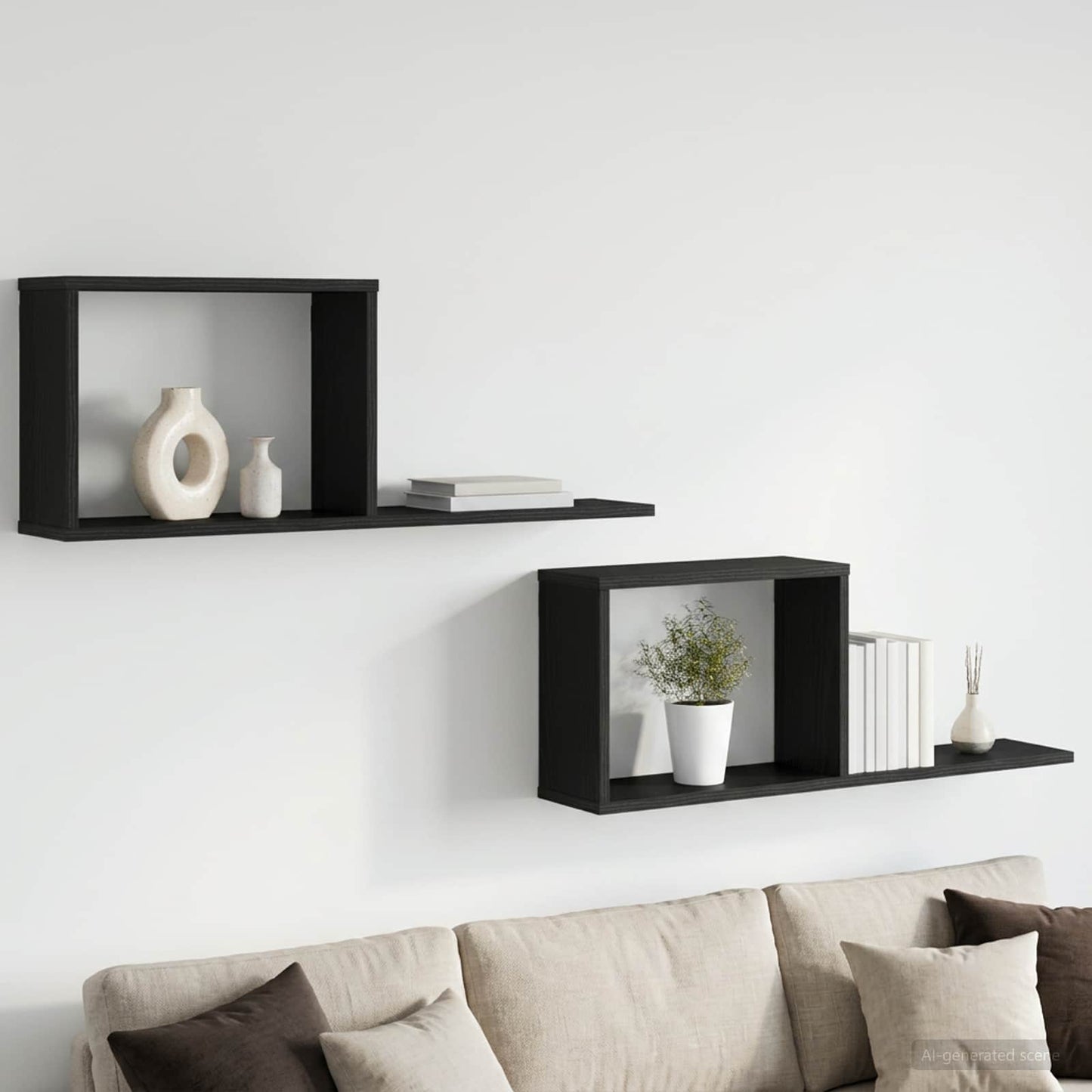 vidaXL Κρεμαστά ράφια 2 τμχ. Μαύρη Δρυς 80 x 15 x 30 εκ