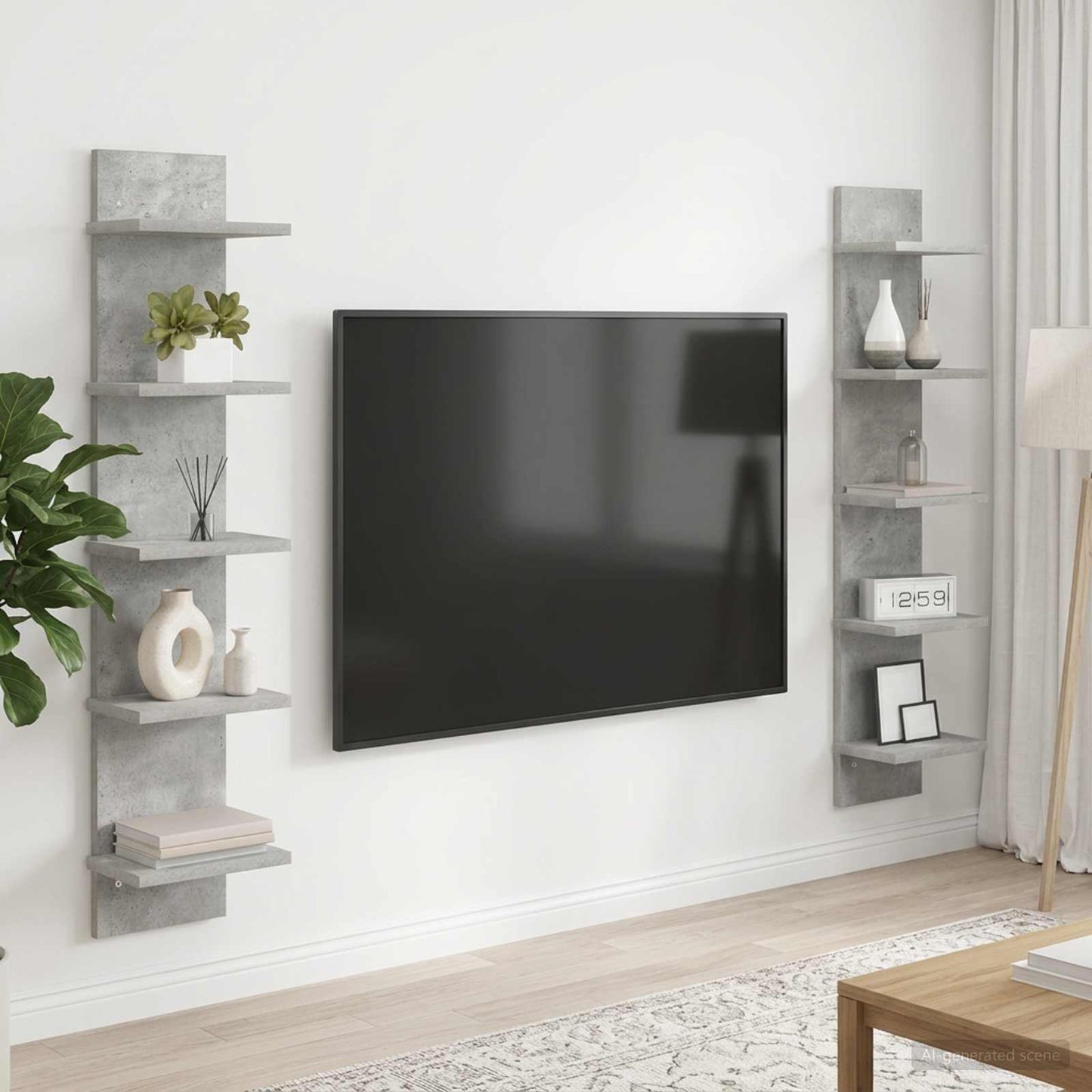 vidaXL Ράφι Τοίχου 2 τμχ. Γκρι Σκυροδέματος 22 x 15 x 100 εκ