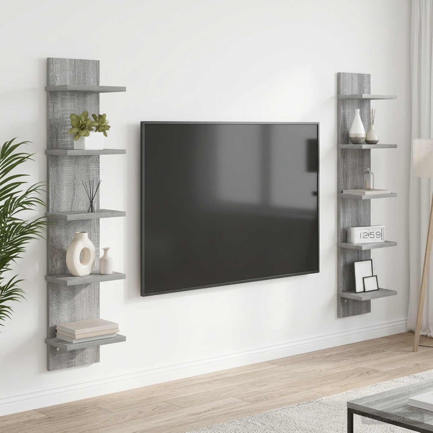 vidaXL Ράφι Τοίχου 2 τμχ. Γκρι Sonoma 22 x 15 x 100 εκ