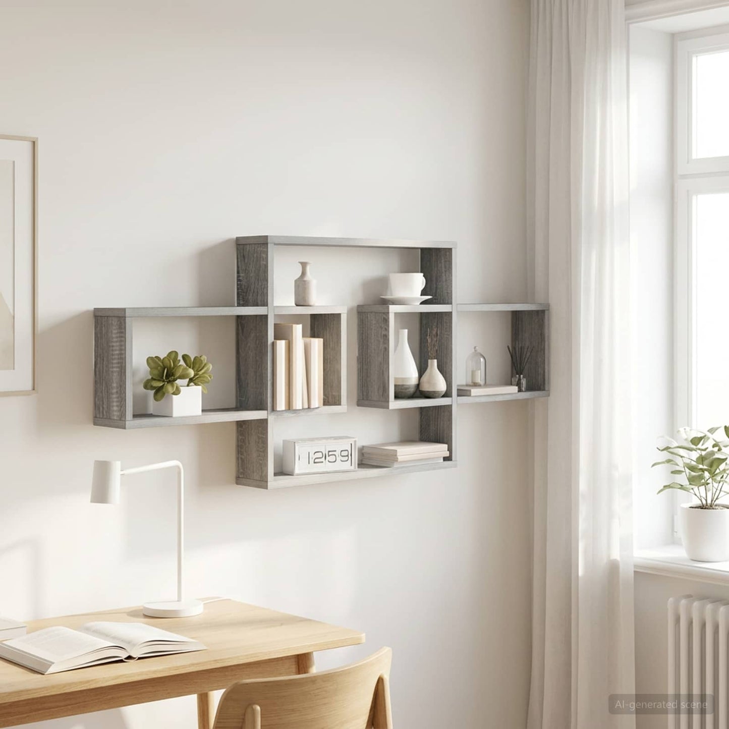 vidaXL Ράφι Τοίχου Γκρι Sonoma 130 x 10 x 50 εκ. Επεξεργασμένο Ξύλο