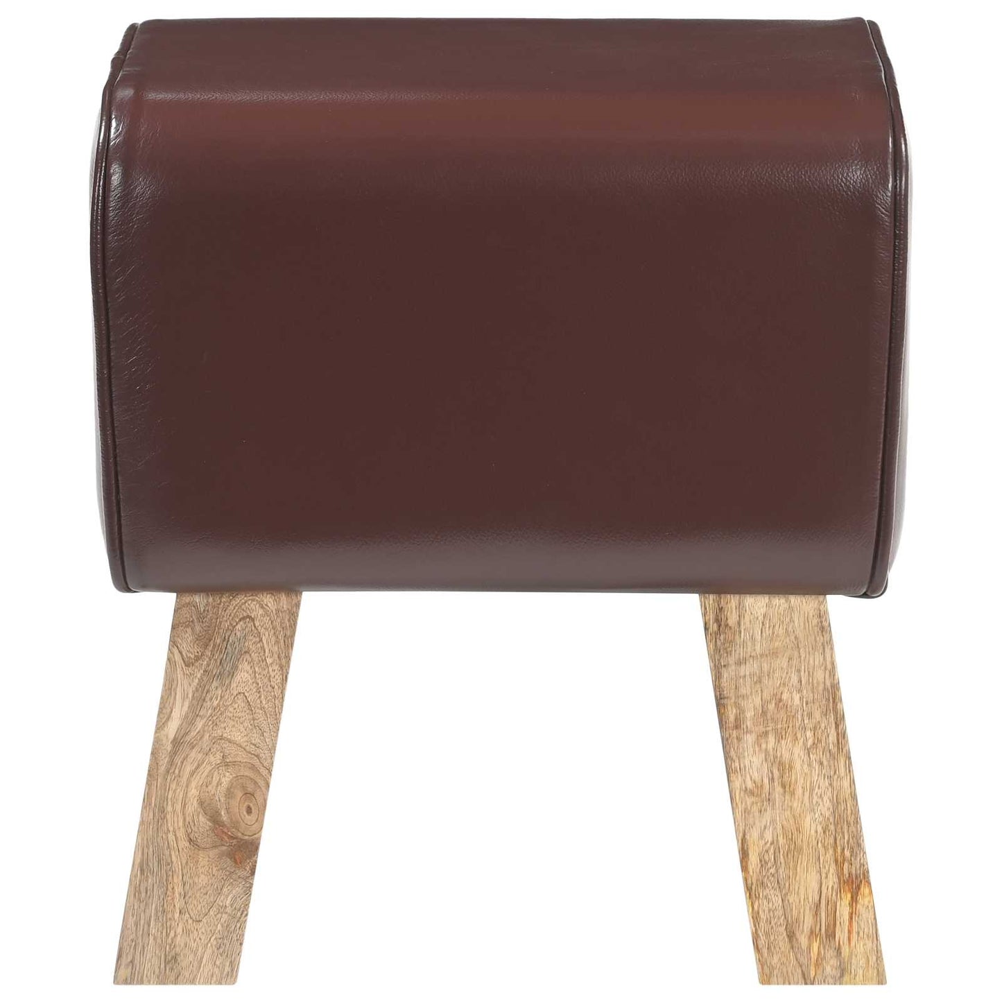 vidaXL παγκάκι 40 x 30 x 45 cm Αληθινό Δέρμα Σκούρο Καφέ