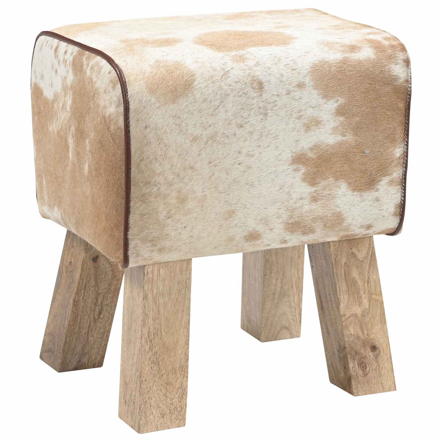 vidaXL παγκάκι 40 x 30 x 45 cm Αληθινό Δέρμα Καφέ και Λευκό