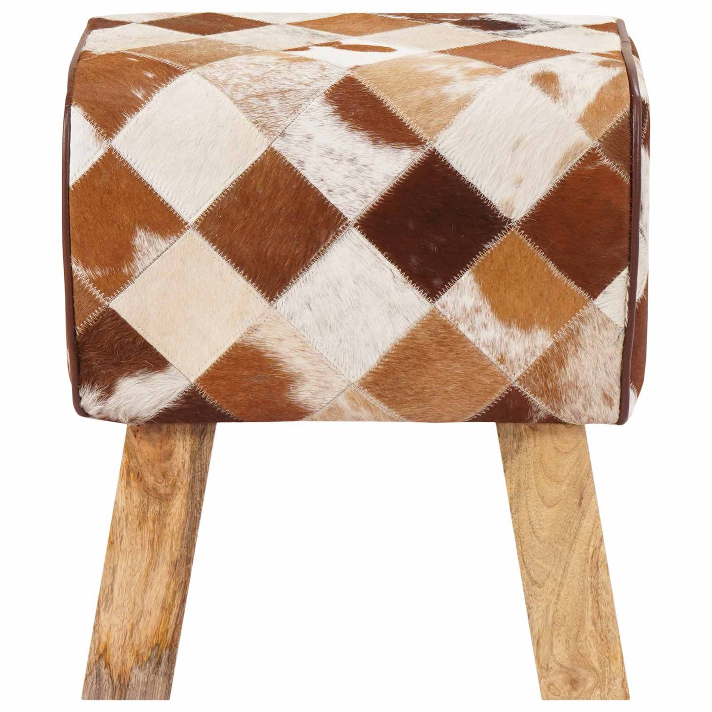 vidaXL παγκάκι 40 x 30 x 45 cm Αληθινό Δέρμα Καφέ Patchwork
