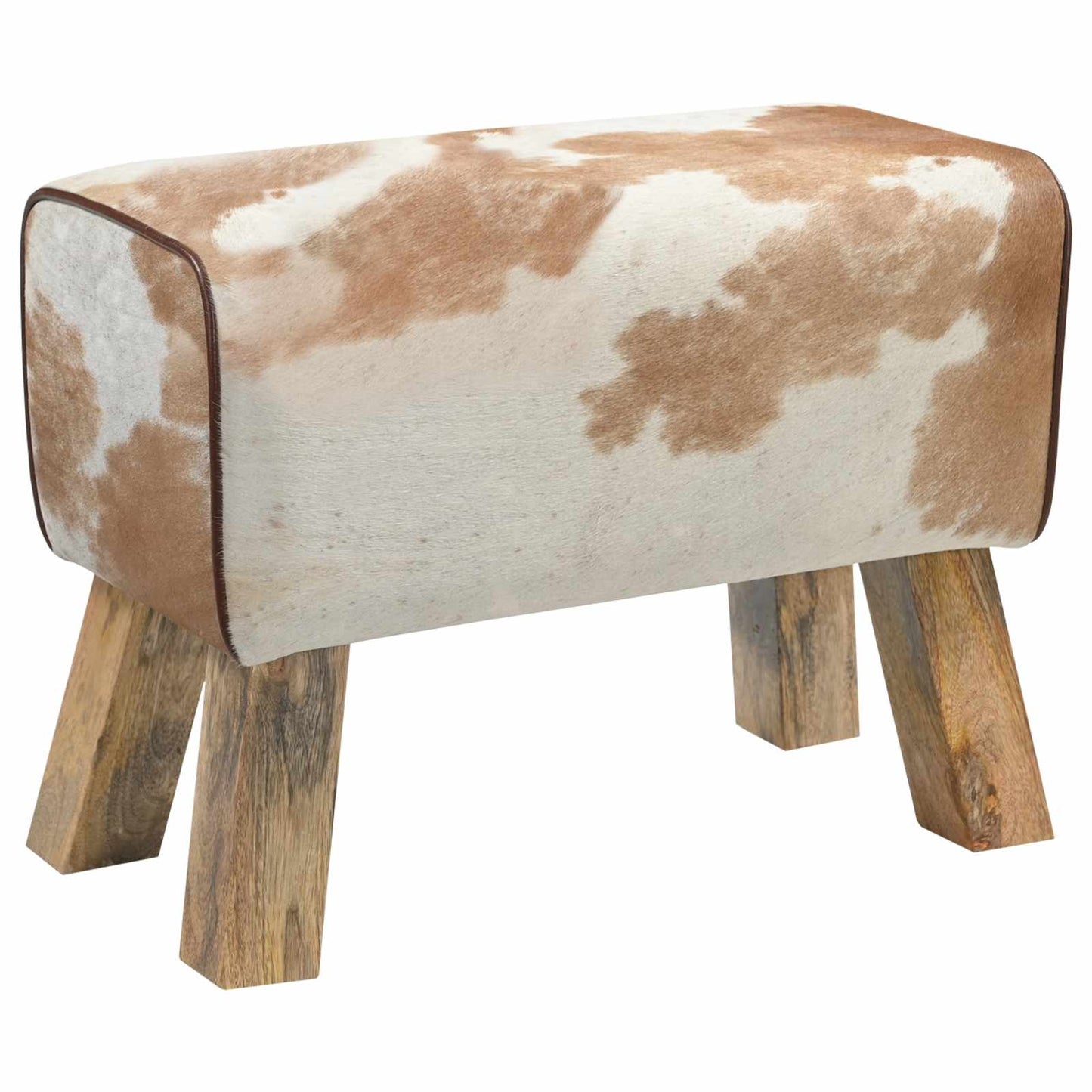 vidaXL παγκάκι 60 x 30 x 45 cm Αληθινό Δέρμα Καφέ και Λευκό