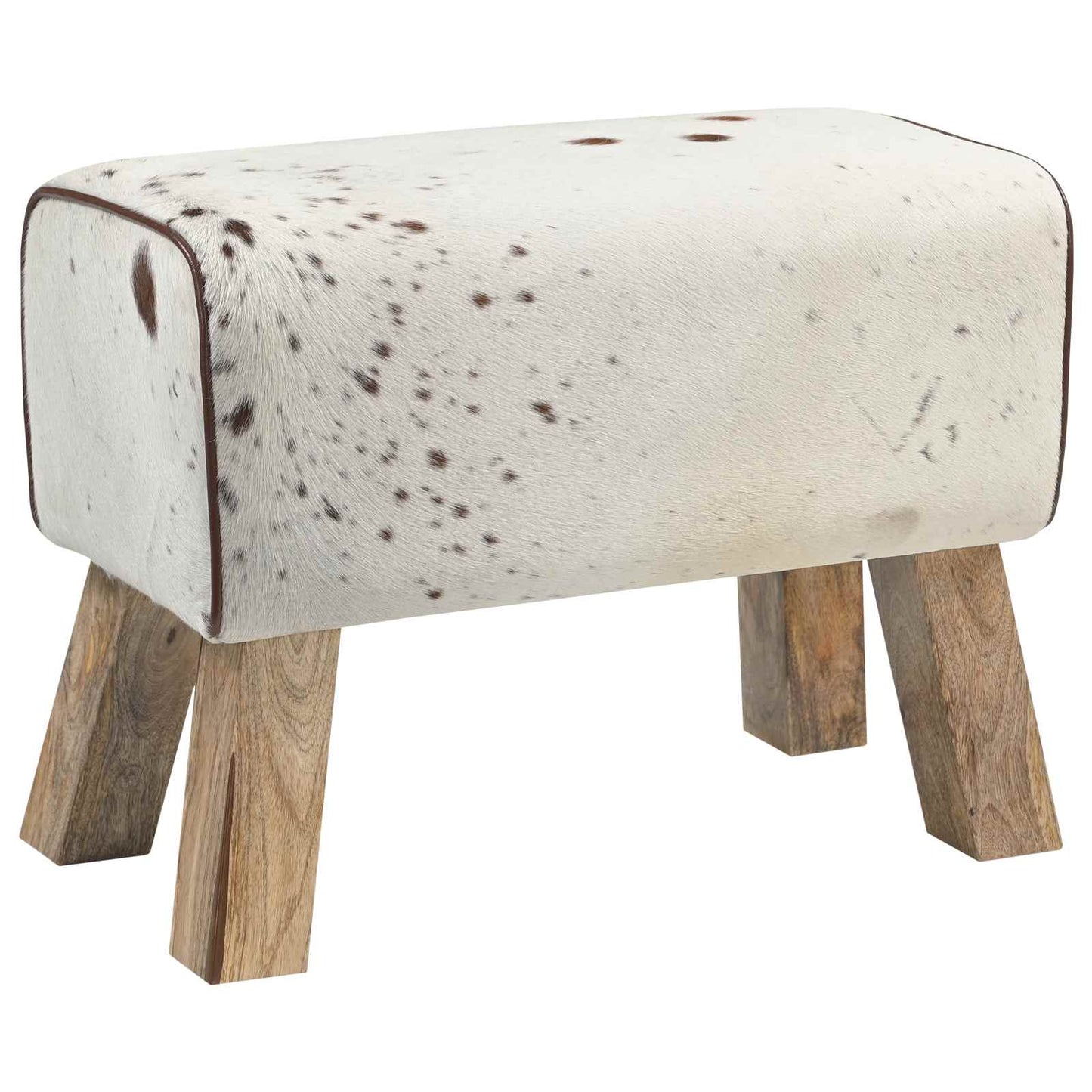 vidaXL παγκάκι 60 x 30 x 45 cm Αληθινό Δέρμα Καφέ και Λευκό