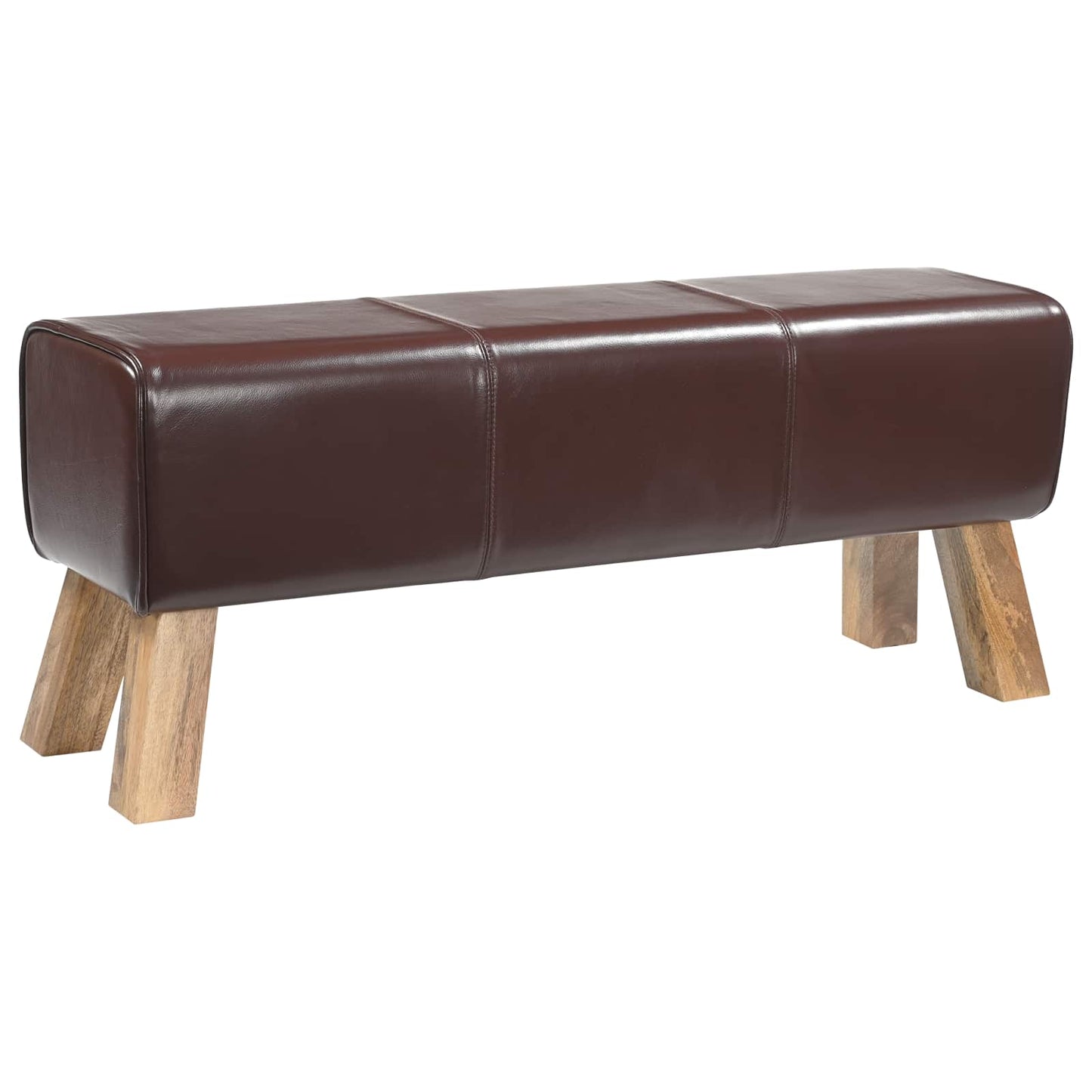 vidaXL παγκάκι 110 x 30 x 45 εκ. Αληθινό Δέρμα Σκούρο Καφέ