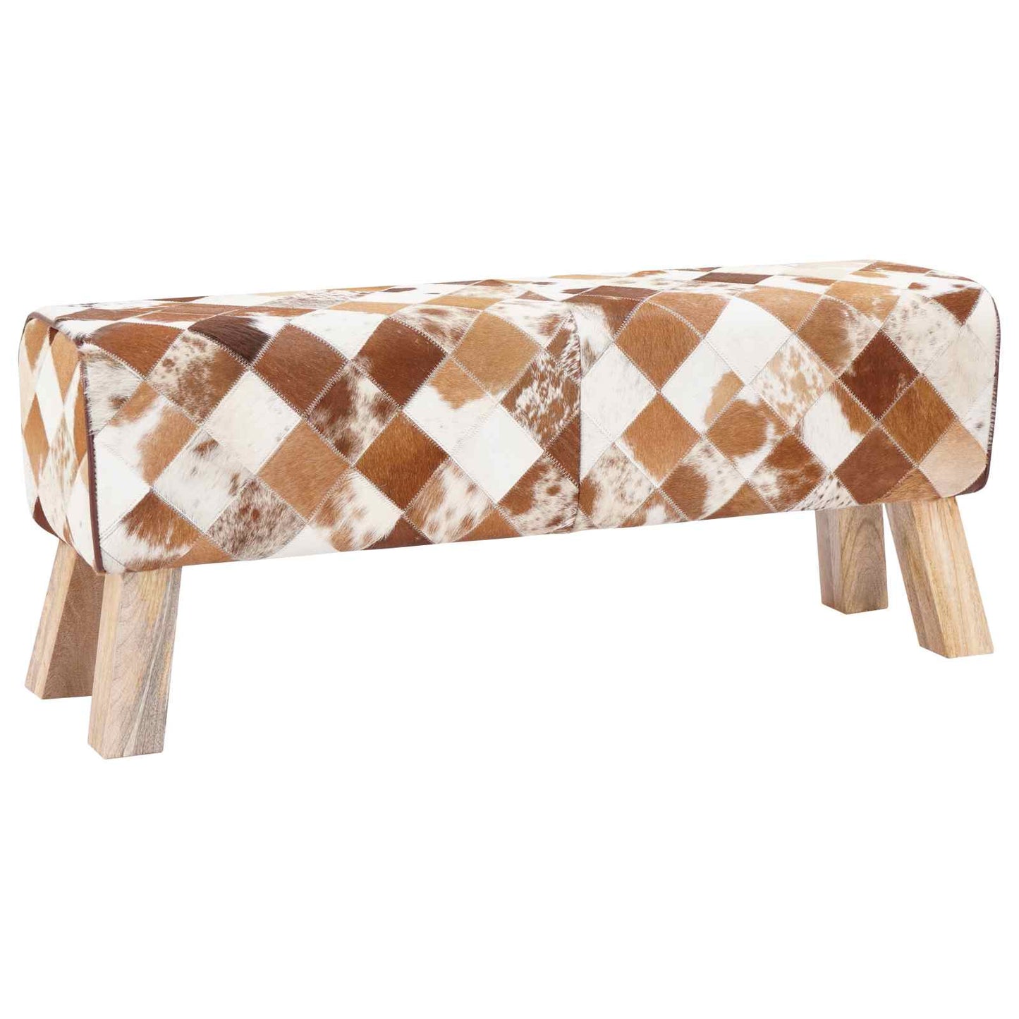 vidaXL παγκάκι 110 x 30 x 45 εκ. Αληθινό Δέρμα Καφέ Patchwork