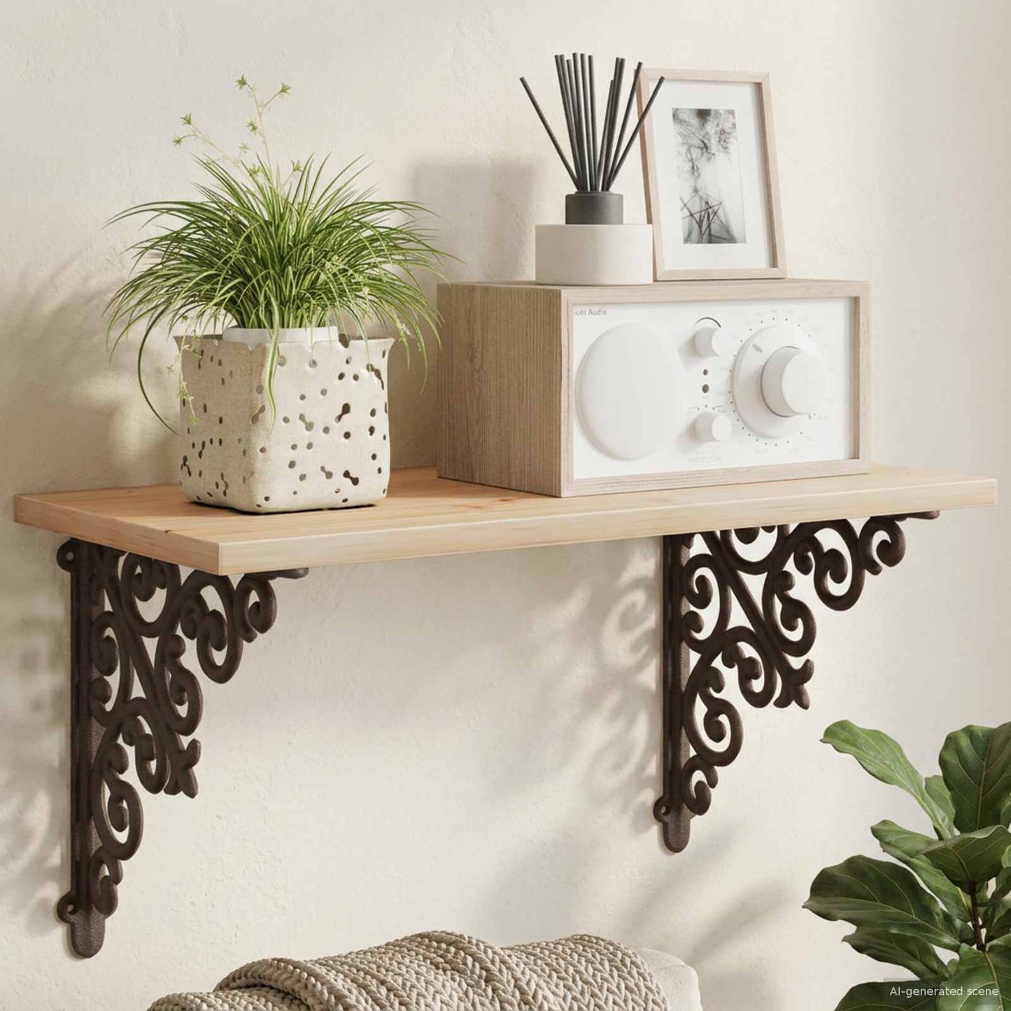 vidaXL Ράφια στήριξης τοίχου 2 τμχ. Αρχαίο Καφέ 24 x 24 x 3,5 εκ.