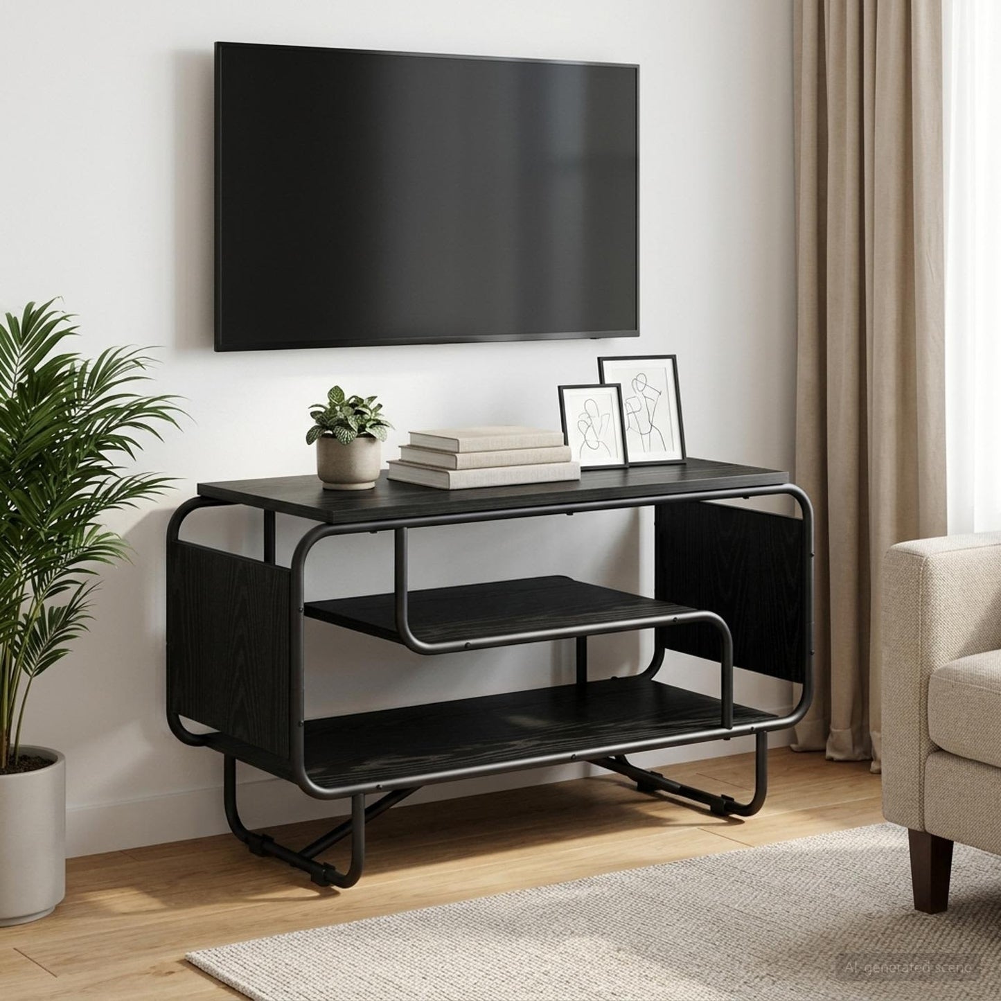 vidaXL Βάση TV 80 x 36 x 45 εκ. Μαύρη Δρυς Επεξεργασμένο Ξύλο