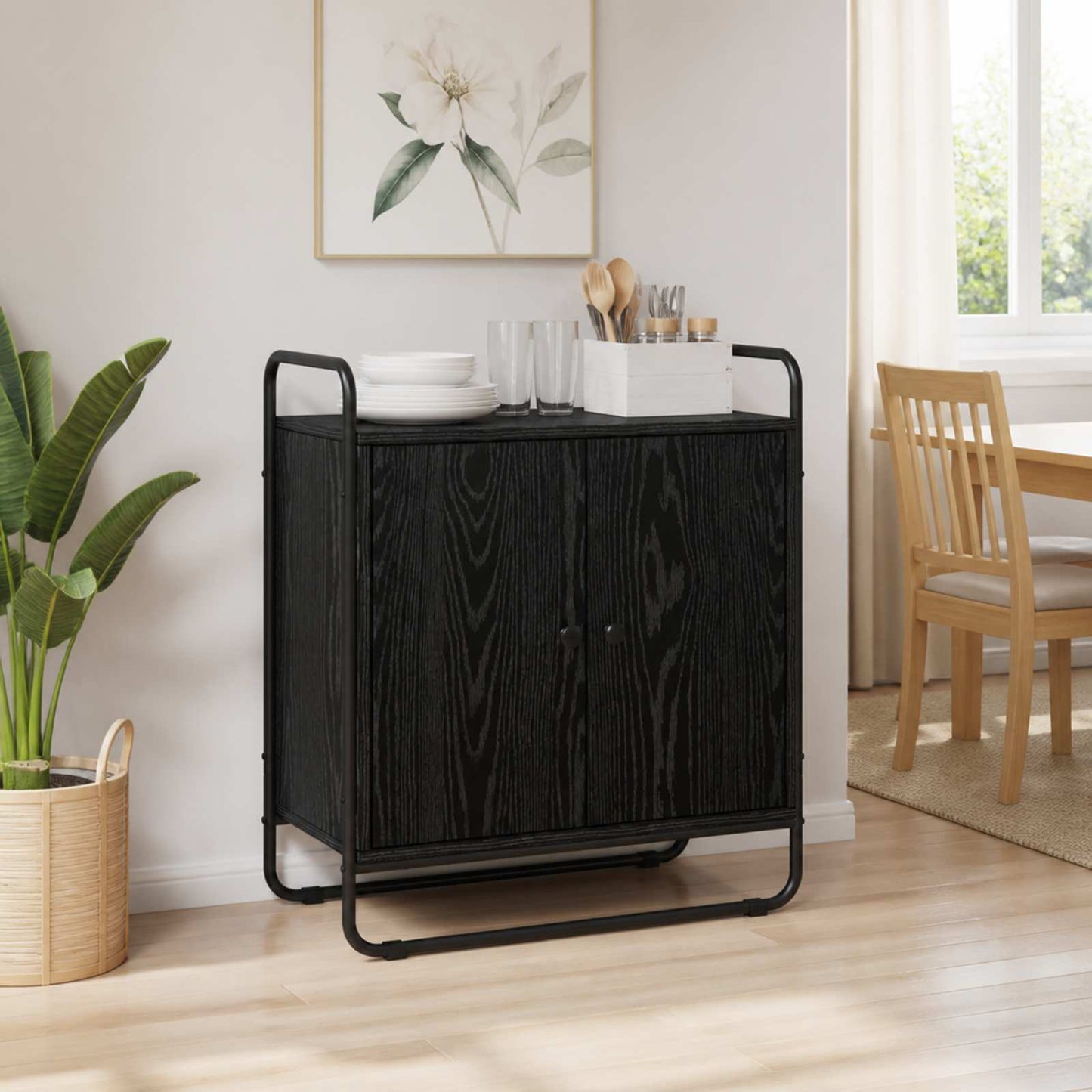vidaXL Μπουφές Μαύρη Δρυς 68 x 35 x 75 cm Επεξεργασμένο Ξύλο