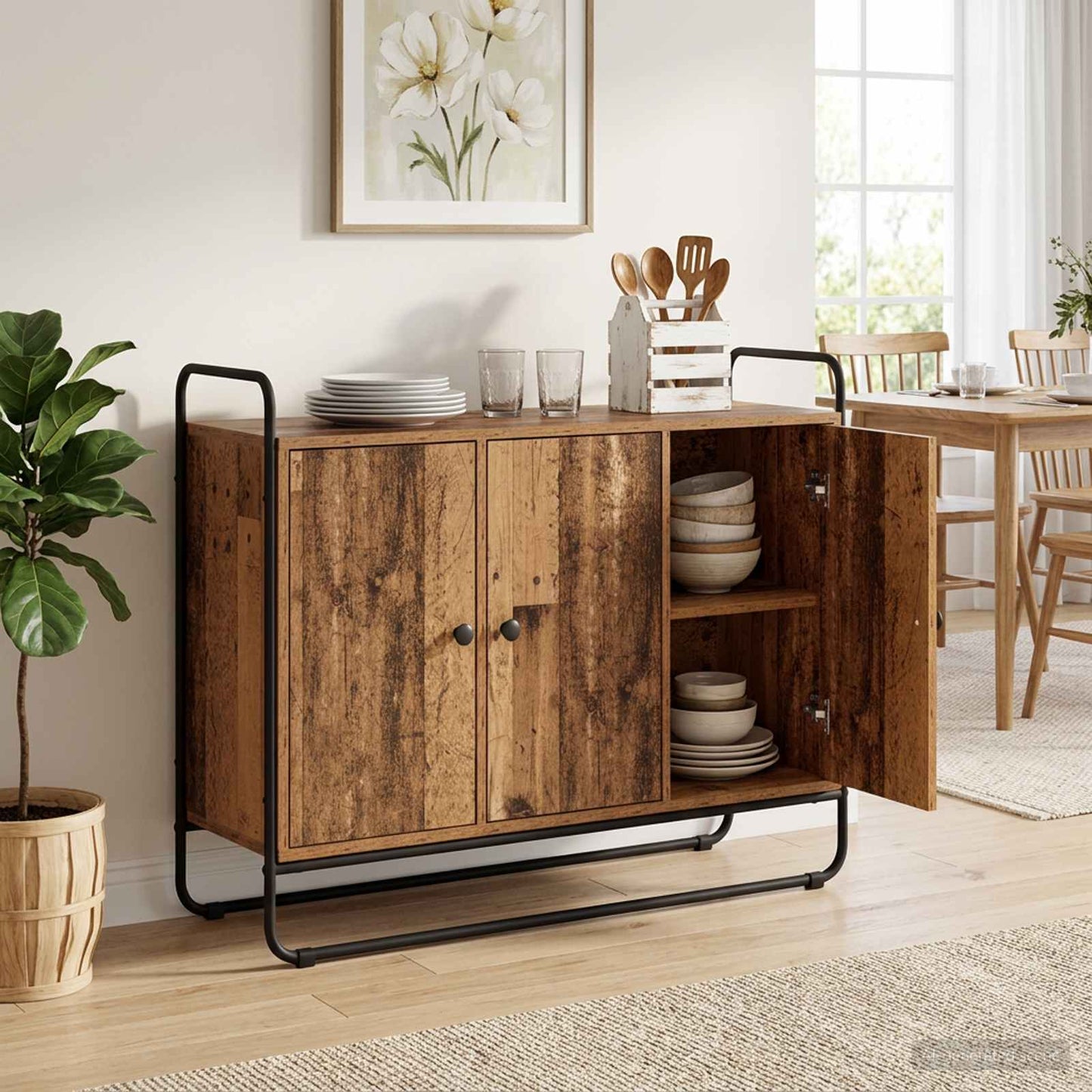 vidaXL Μπουφές Παλαιωμένο ξύλο 102 x 35 x 75 εκ Επεξεργασμένο Ξύλο