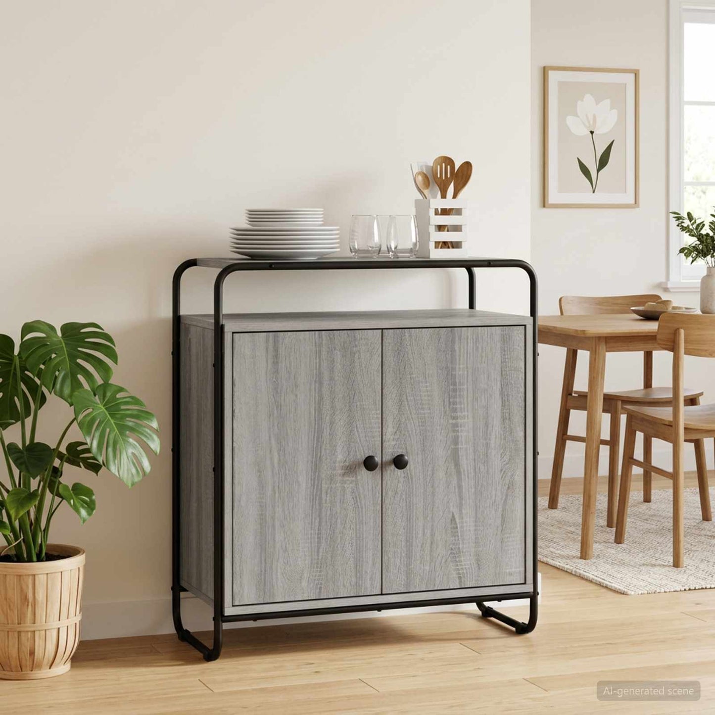 vidaXL Μπουφές Γκρι Sonoma 68 x 35 x 75 cm Επεξεργασμένο Ξύλο
