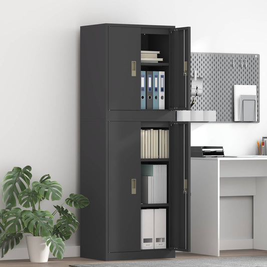 vidaXL Ντουλάπι αποθήκευσης 2 τμχ. Μαύρο 60 x 40 x 175 εκ Ατσάλι