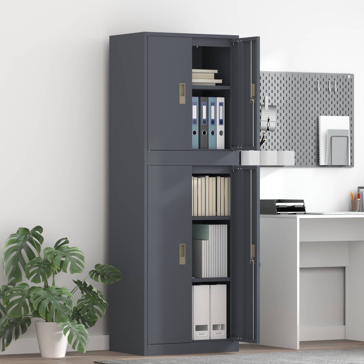 vidaXL Ντουλάπι αποθήκευσης 2 τμχ. Ανθρακί 60 x 40 x 175 εκ Ατσάλι
