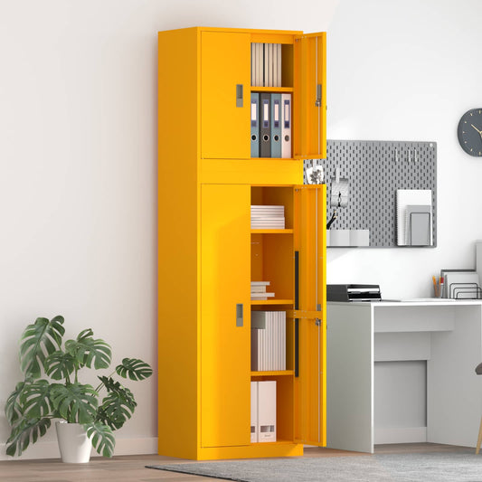 vidaXL Ντουλάπι αποθήκευσης 2 τμχ. Μουσταρδί 60 x 40 x 210 εκ Ατσάλι