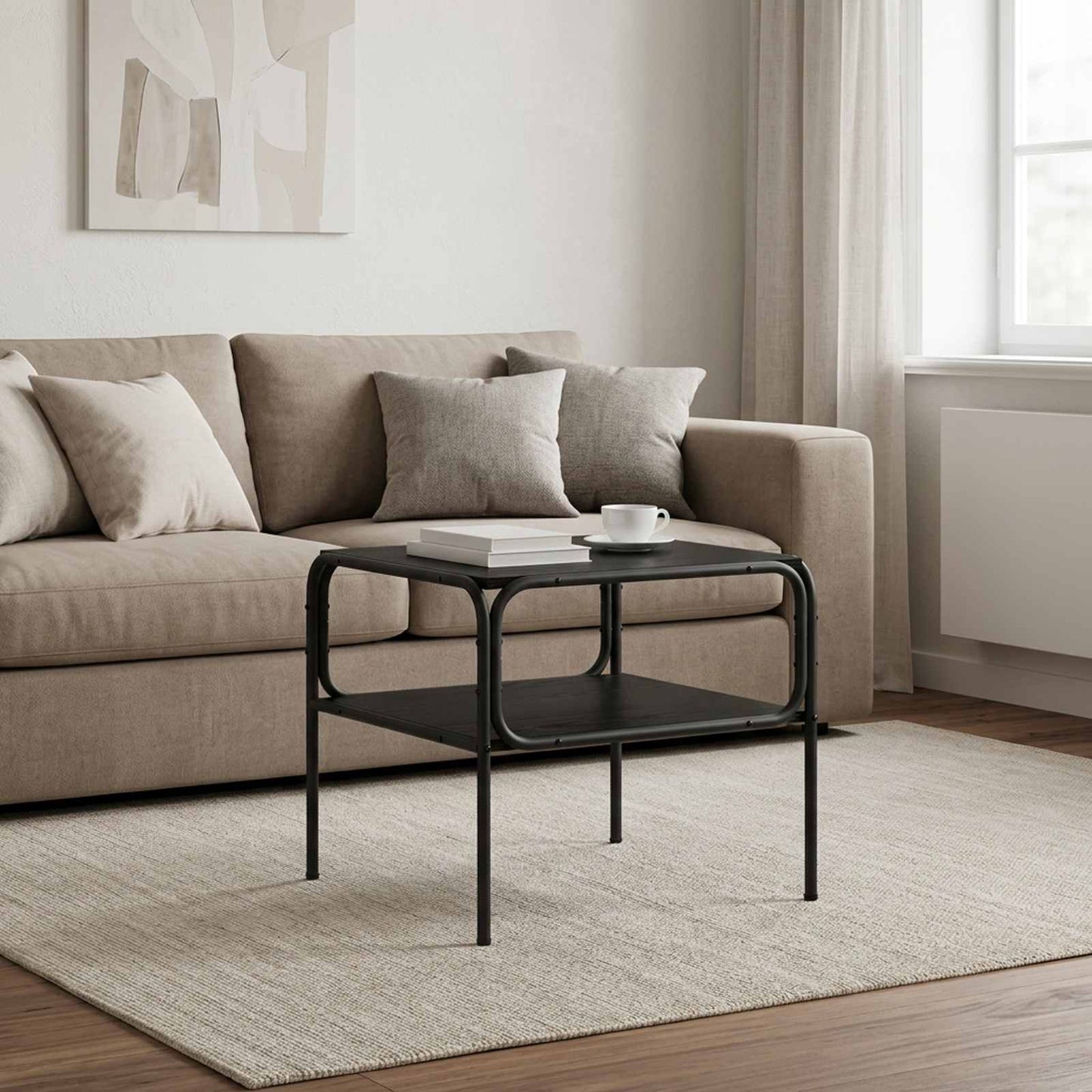 vidaXL Τραπεζάκι Πλευράς Μαύρη Δρυς 100 x 50 x 46 εκ