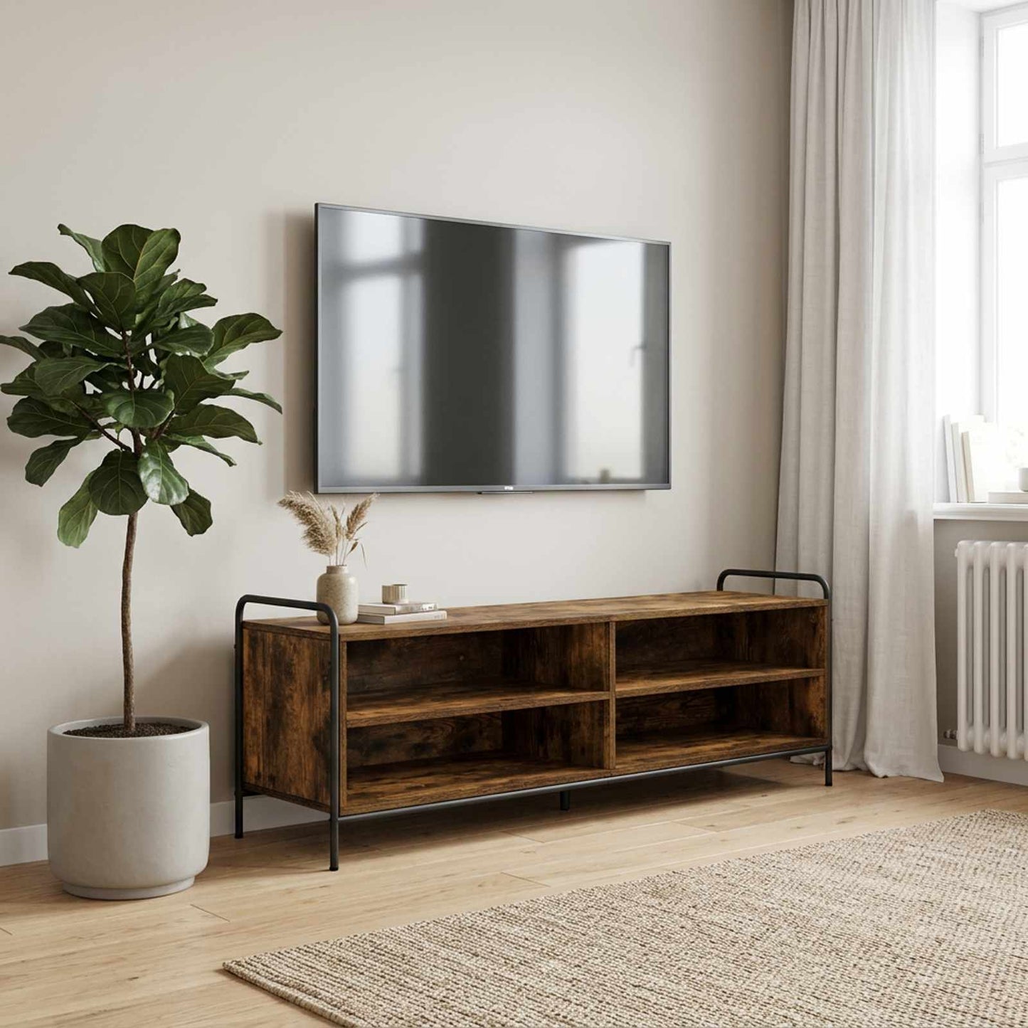 vidaXL Ντουλάπι TV 140 x 39,5 x 50 εκ. Καπνισμένο Ξύλο Δρυός