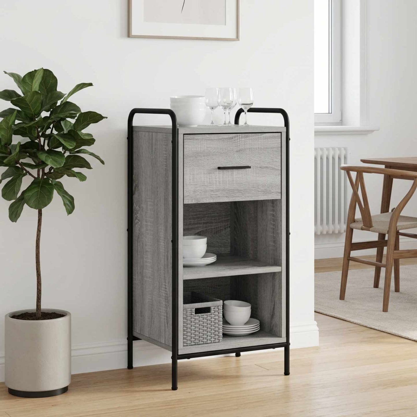 vidaXL Πλαϊνό γραφείο Γκρι Sonoma 97 x 33 x 81 εκ Επεξεργασμένο Ξύλο