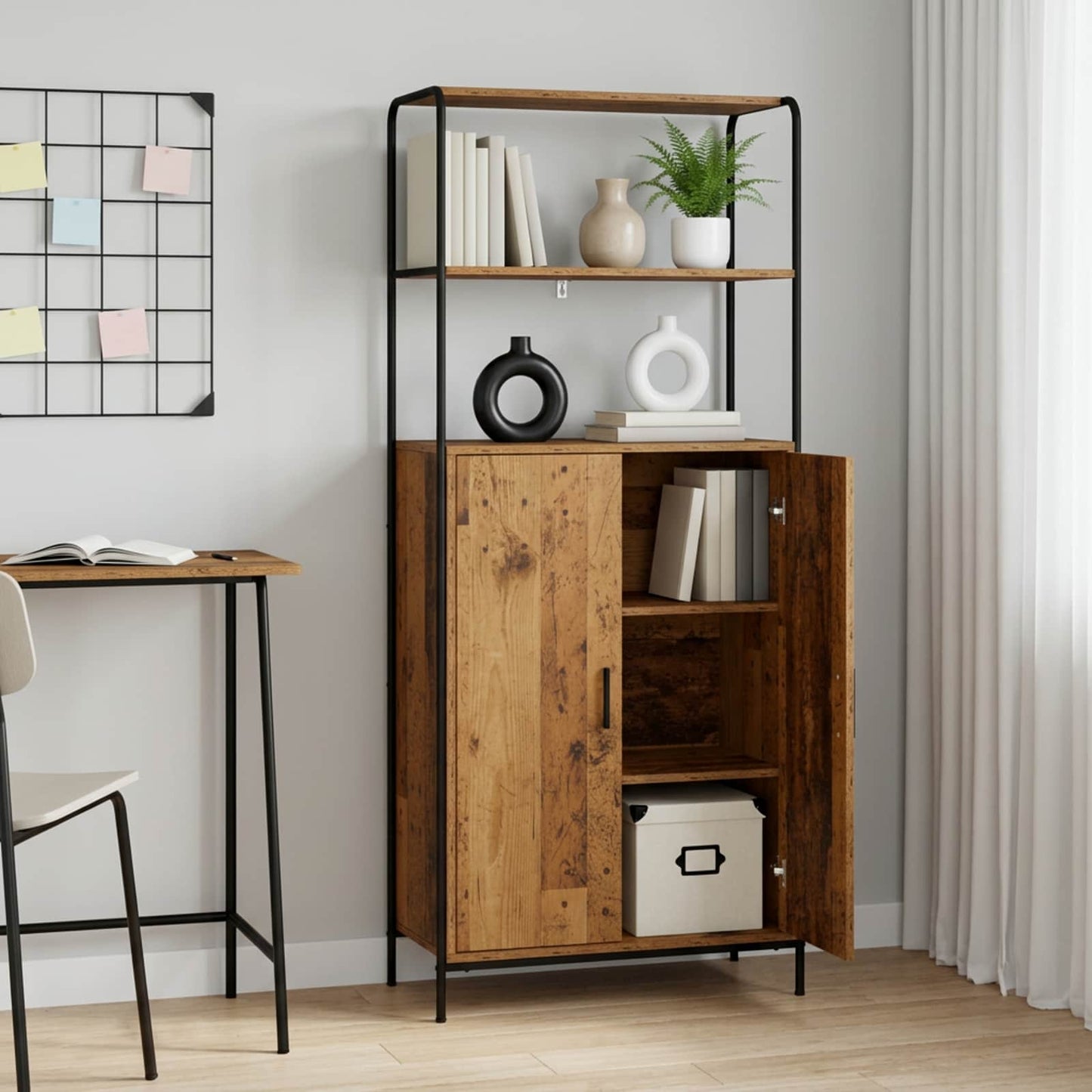 vidaXL Highboard Παλαιωμένο ξύλο 40 x 33 x 161 εκ Επεξεργασμένο Ξύλο