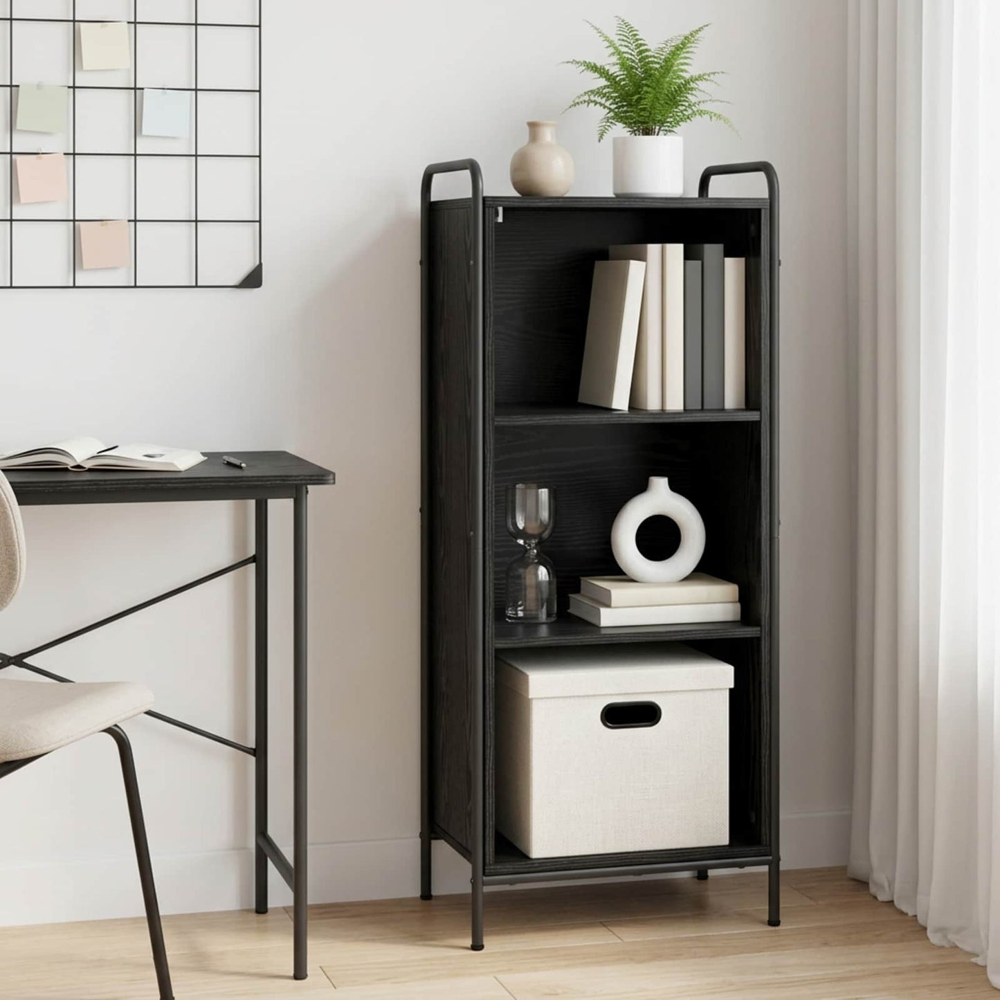 vidaXL Βιβλιοθήκη 55,5 x 33 x 174 εκ Επεξεργασμένο Ξύλο Μαύρη Δρυς