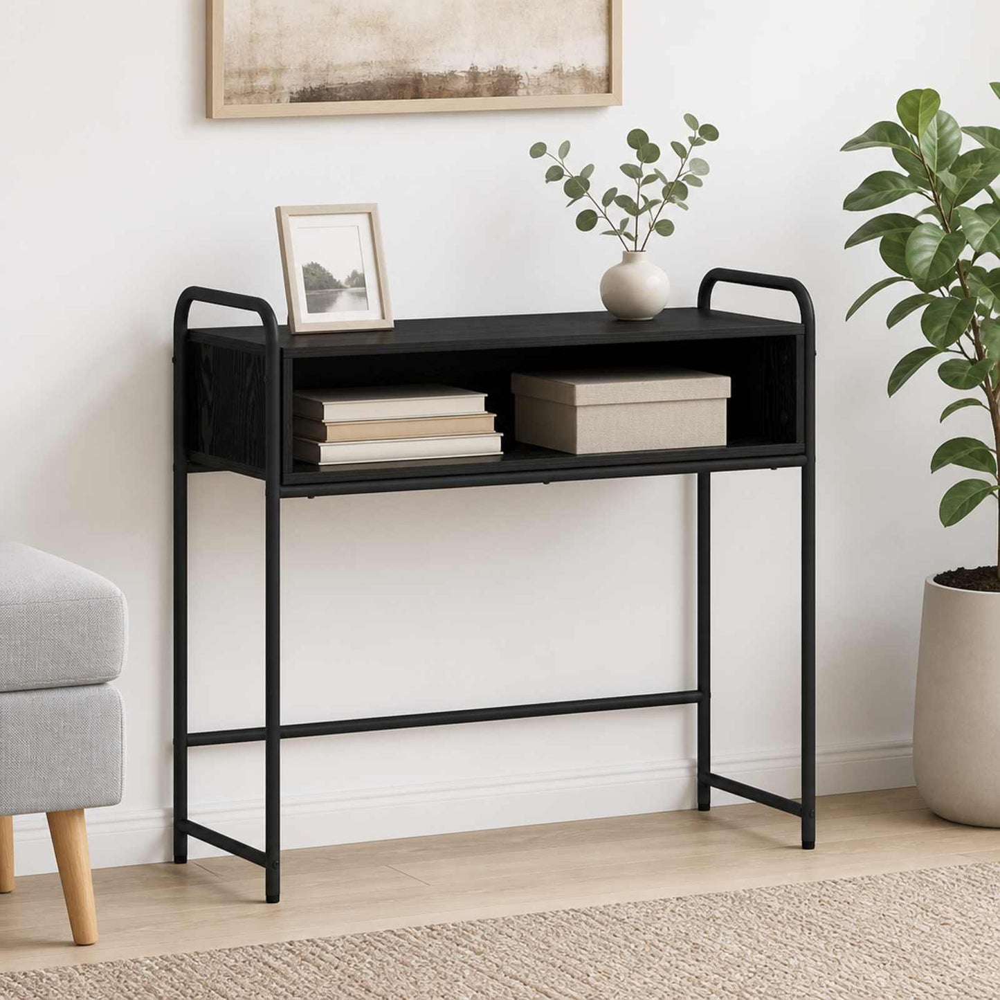 vidaXL Τραπέζι κονσόλας Μαύρη Δρυς 90 x 33 x 80,5 εκ