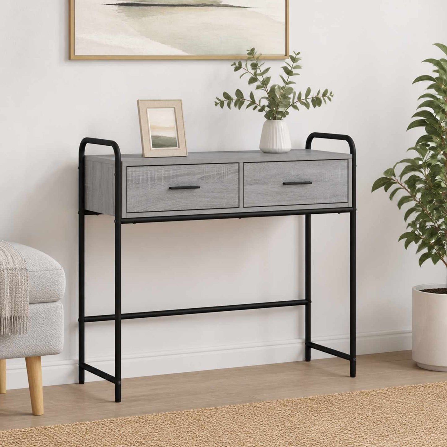 vidaXL Τραπέζι κονσόλας Γκρι Sonoma 90 x 33 x 80,5 εκ
