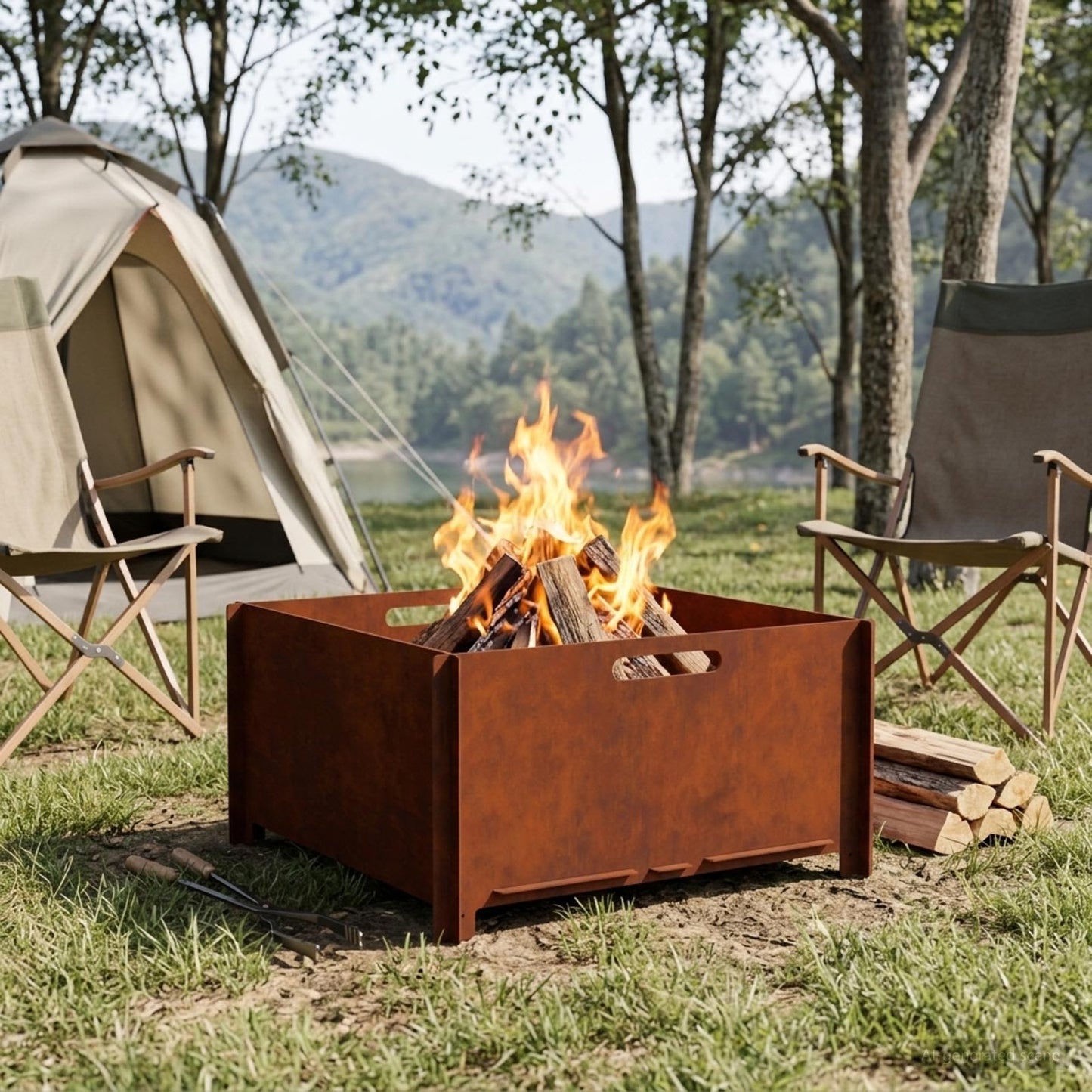 vidaXL Φωτιά Σκ rusty 60 x 60 x 30 cm Ατσάλι Σκληρυθέν στον Αέρα
