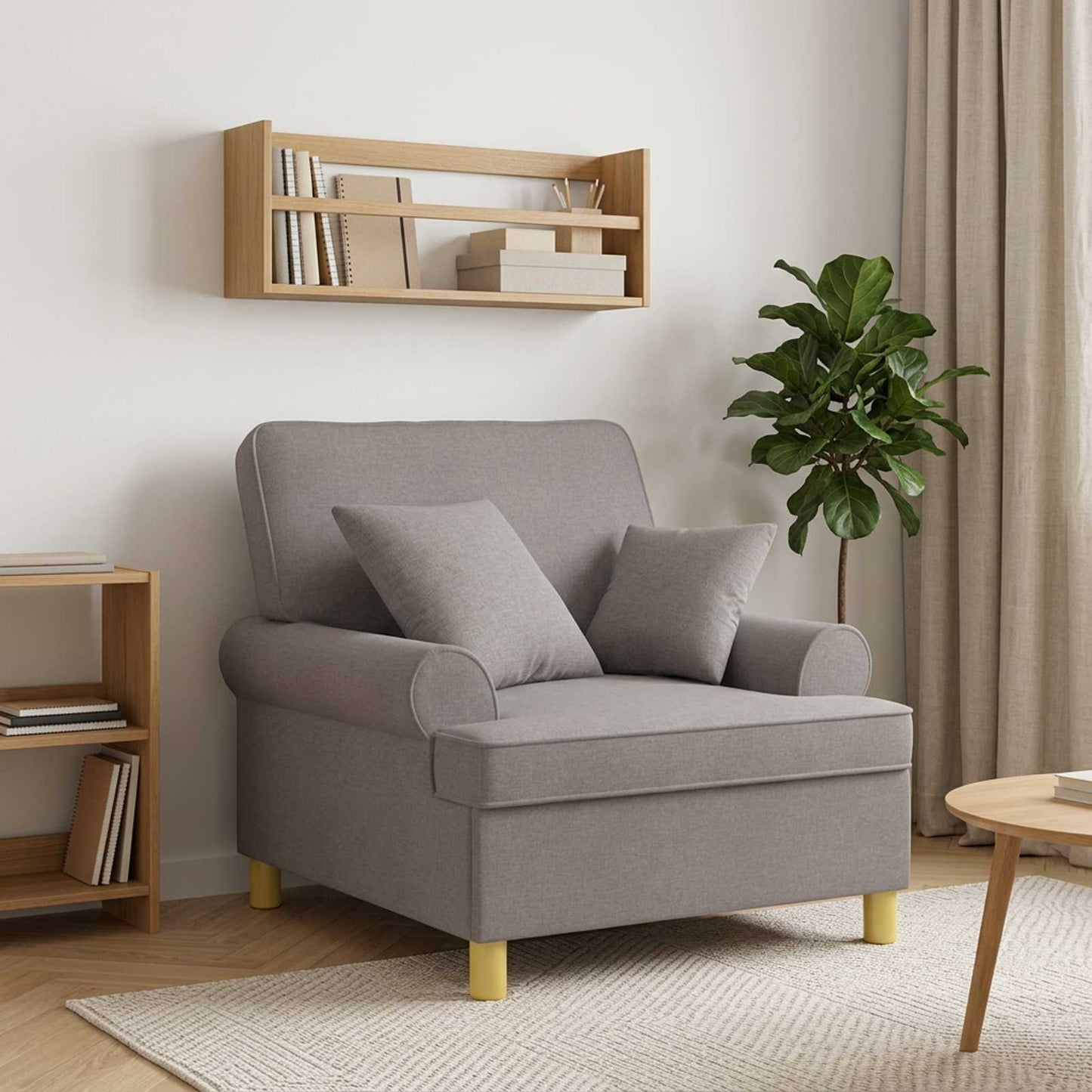 vidaXL XL Πολυθρόνα με Μαξιλάρια Taupe Ύφασμα