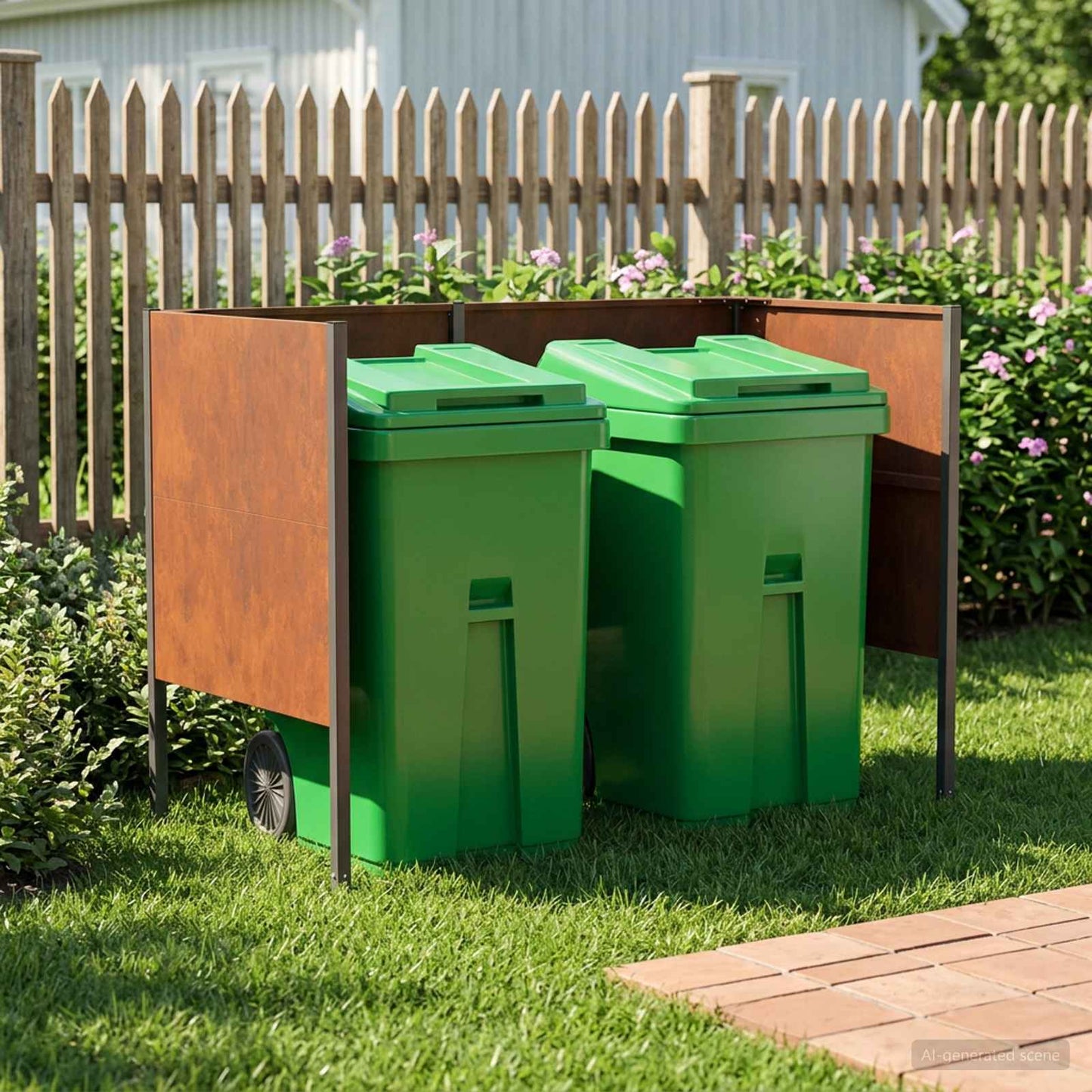 vidaXL Κάλυμμα Κάδου Απορριμμάτων 167 x 85 x 113 εκ Σκ rusty