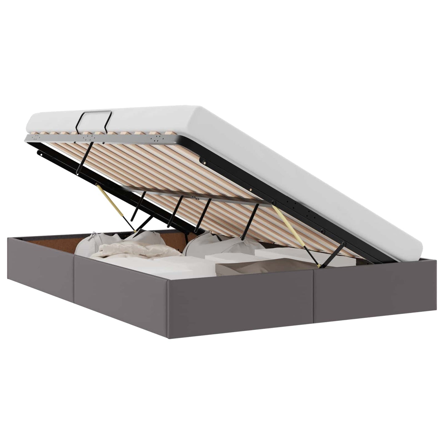 vidaXL Κρεβάτι Οθωμανικού Τύπου Γκρι 140 x 200 cm Τεχνητό Δέρμα