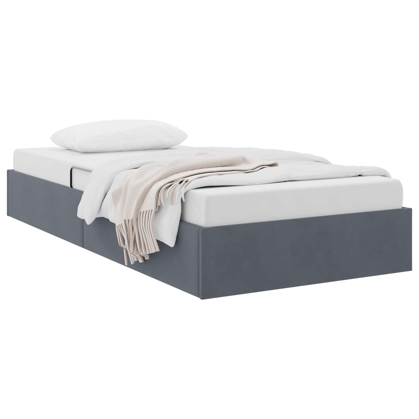 vidaXL Κρεβάτι Οθωμανικού Τύπου Σκούρο Γκρι 90 x 190 cm Βελούδο