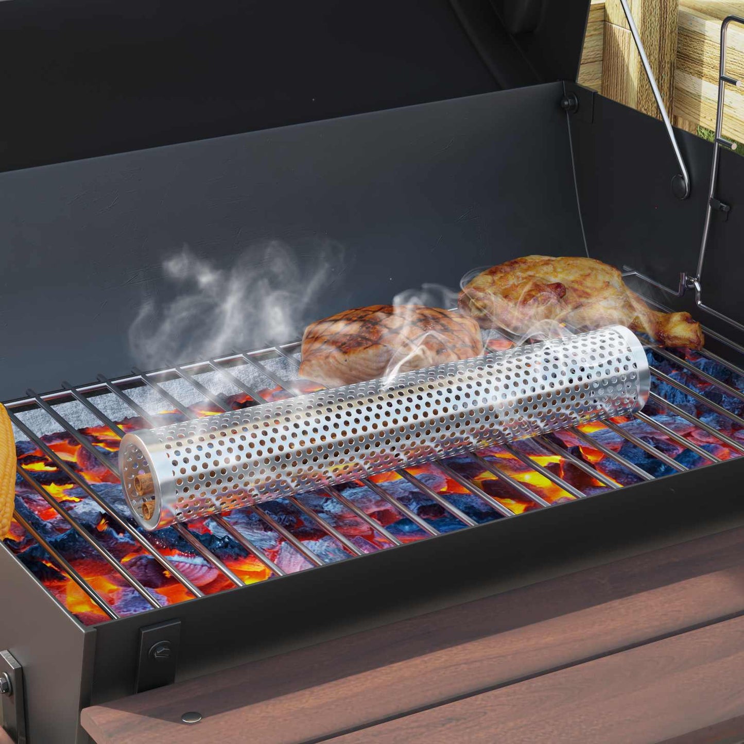 vidaXL Γκριλ κάρβουνου 75 x 48 x 120 εκ. Ασημί