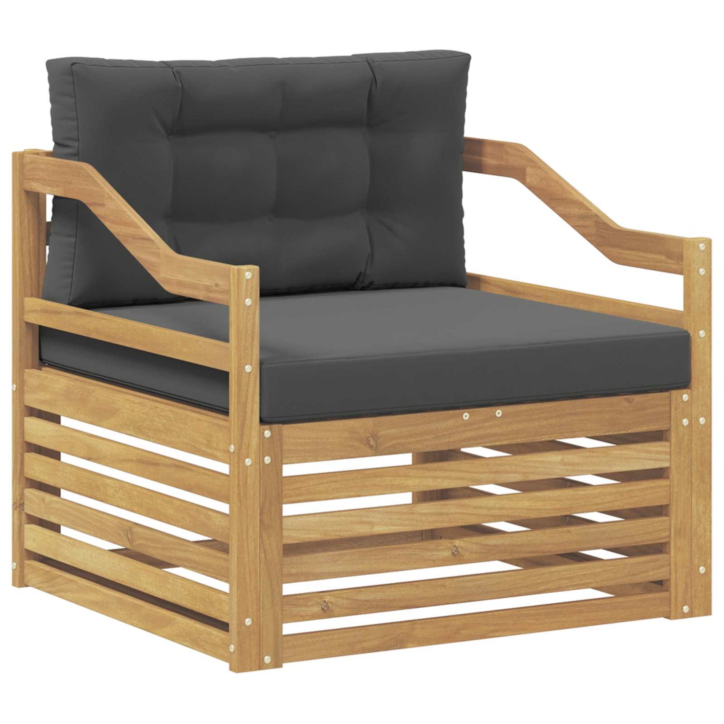 vidaXL Εξωτερικός καναπές Solid Acacia Wood Άσπρο και Ανθρακί