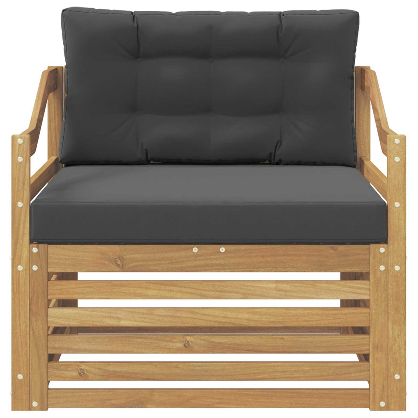 vidaXL Εξωτερικός καναπές Solid Acacia Wood Άσπρο και Ανθρακί