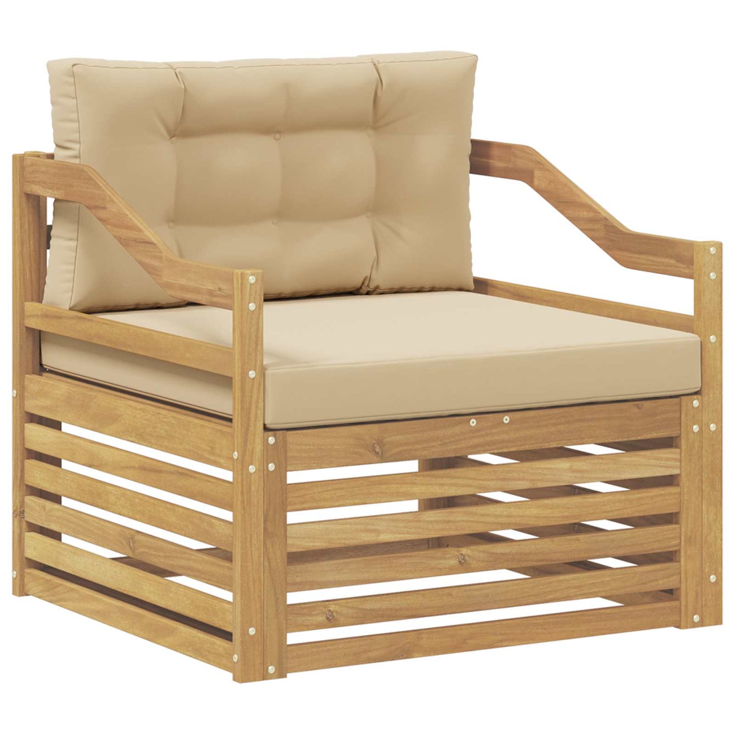 vidaXL Εξωτερικός καναπές Solid Acacia Wood Λευκό και Μπεζ