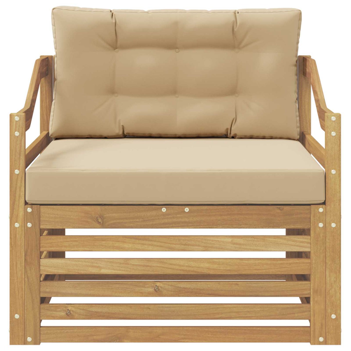 vidaXL Εξωτερικός καναπές Solid Acacia Wood Λευκό και Μπεζ