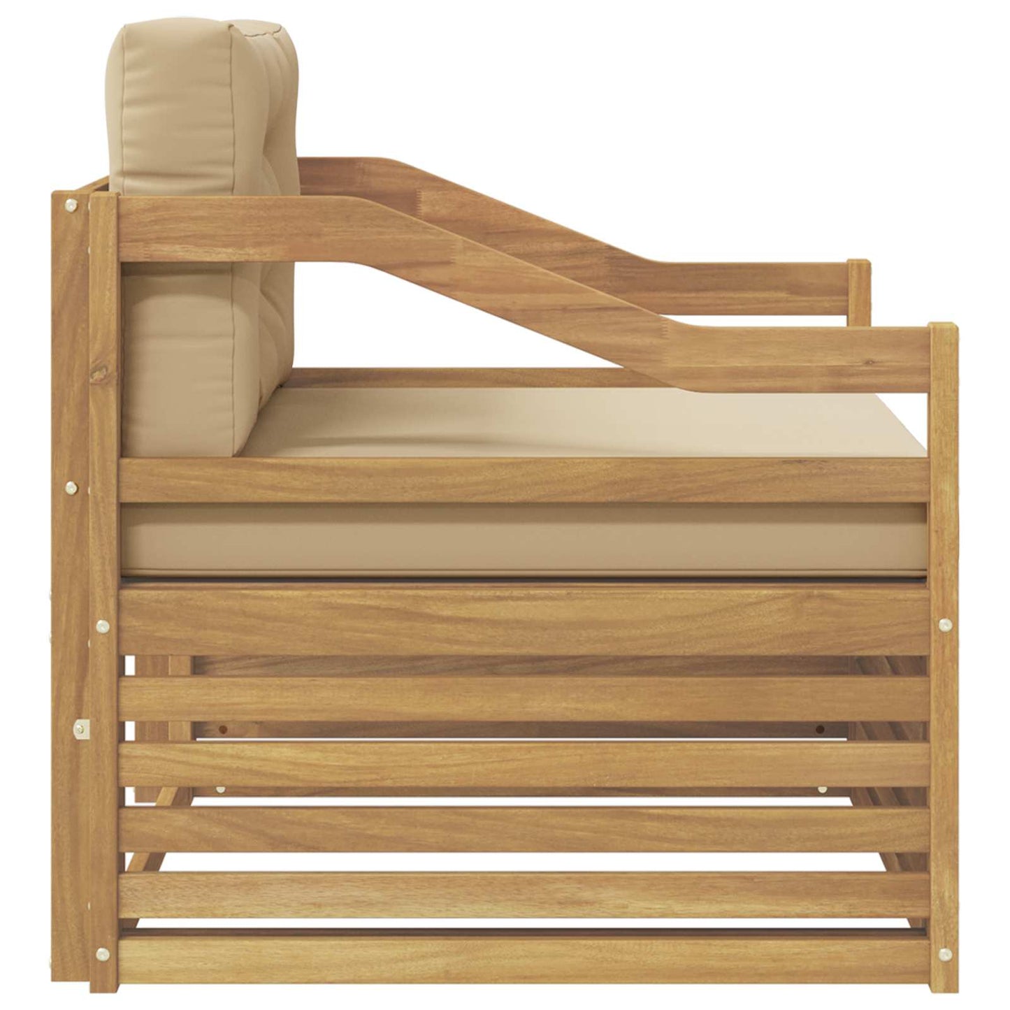 vidaXL Εξωτερικός καναπές Solid Acacia Wood Λευκό και Μπεζ