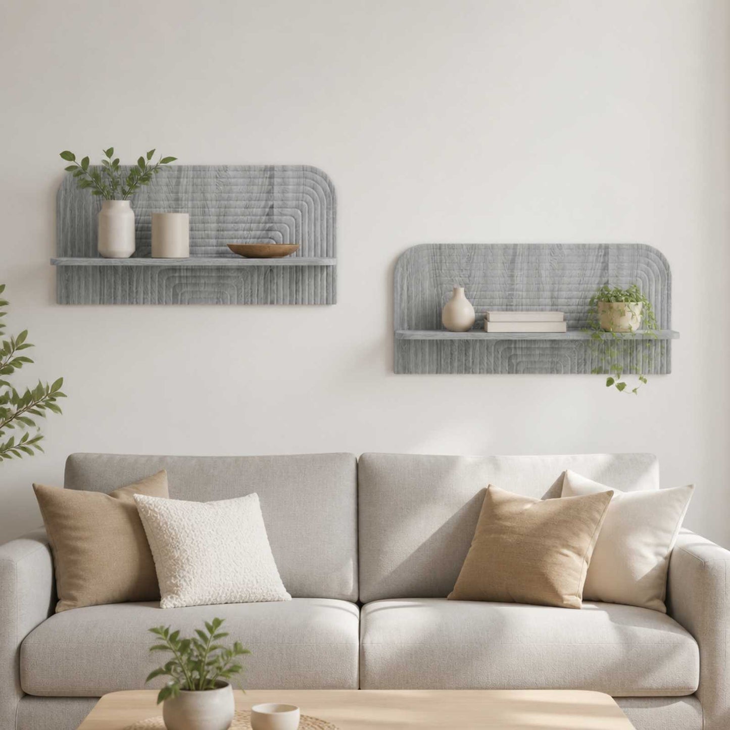 vidaXL Ράφι Τοίχου 2 τμχ. Γκρι Sonoma 80,5 x 13,5 x 37,5 εκ.