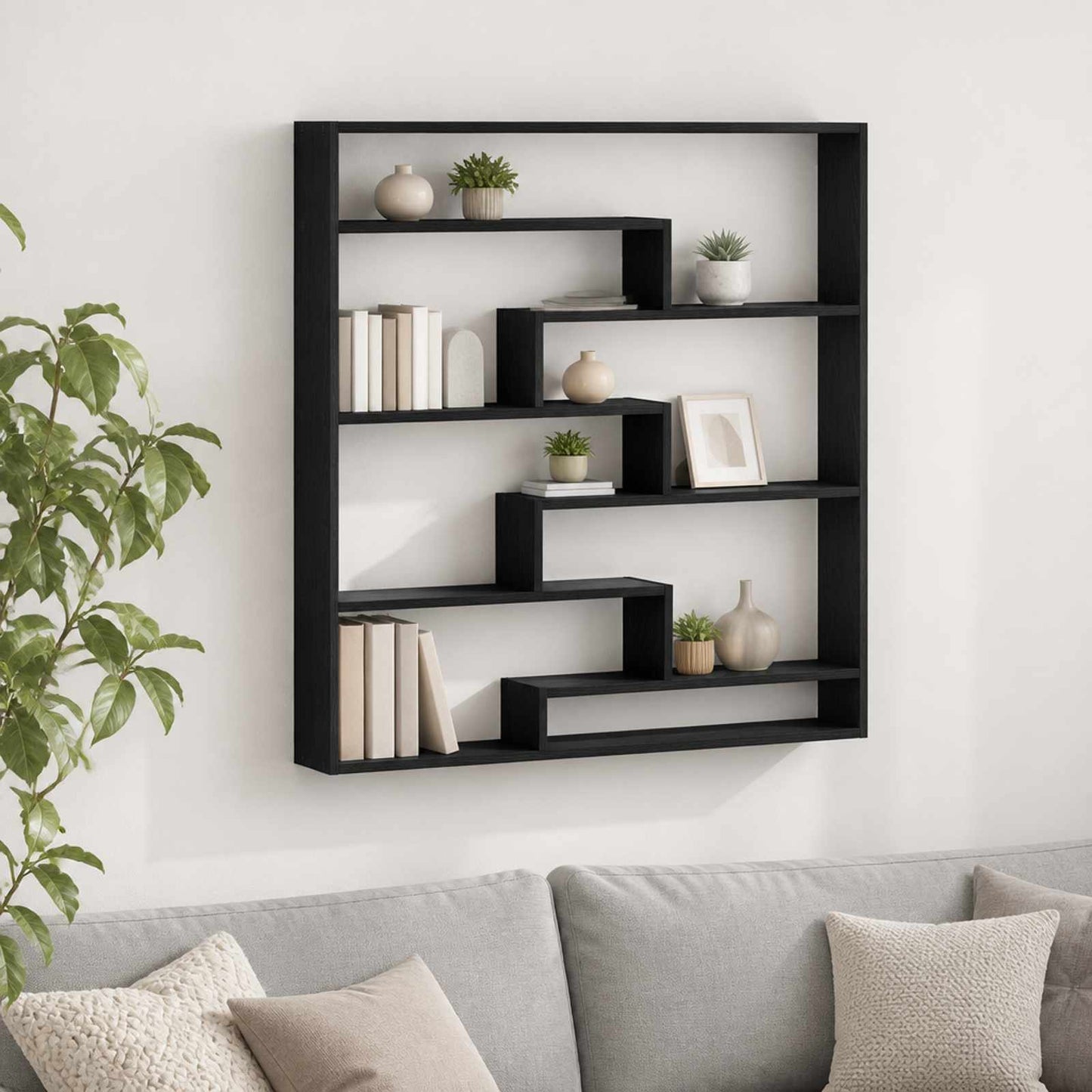 vidaXL Ράφι Τοίχου Μαύρη Δρυς 103 x 17 x 102 εκ. Επεξεργασμένο Ξύλο