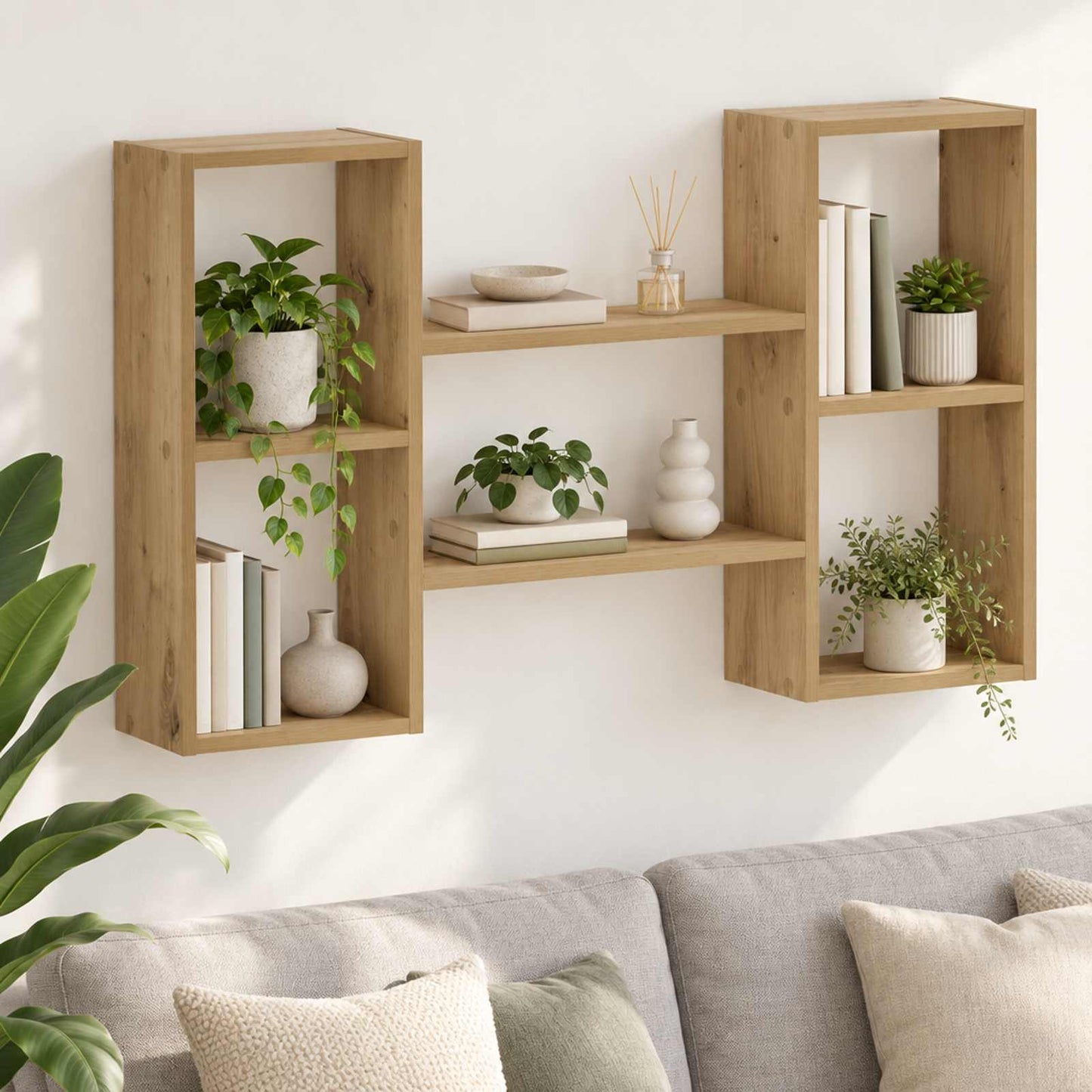 vidaXL Ράφι Τοίχου Artisan Δρυς 102 x 17 x 59 εκ. Επεξεργασμένο Ξύλο