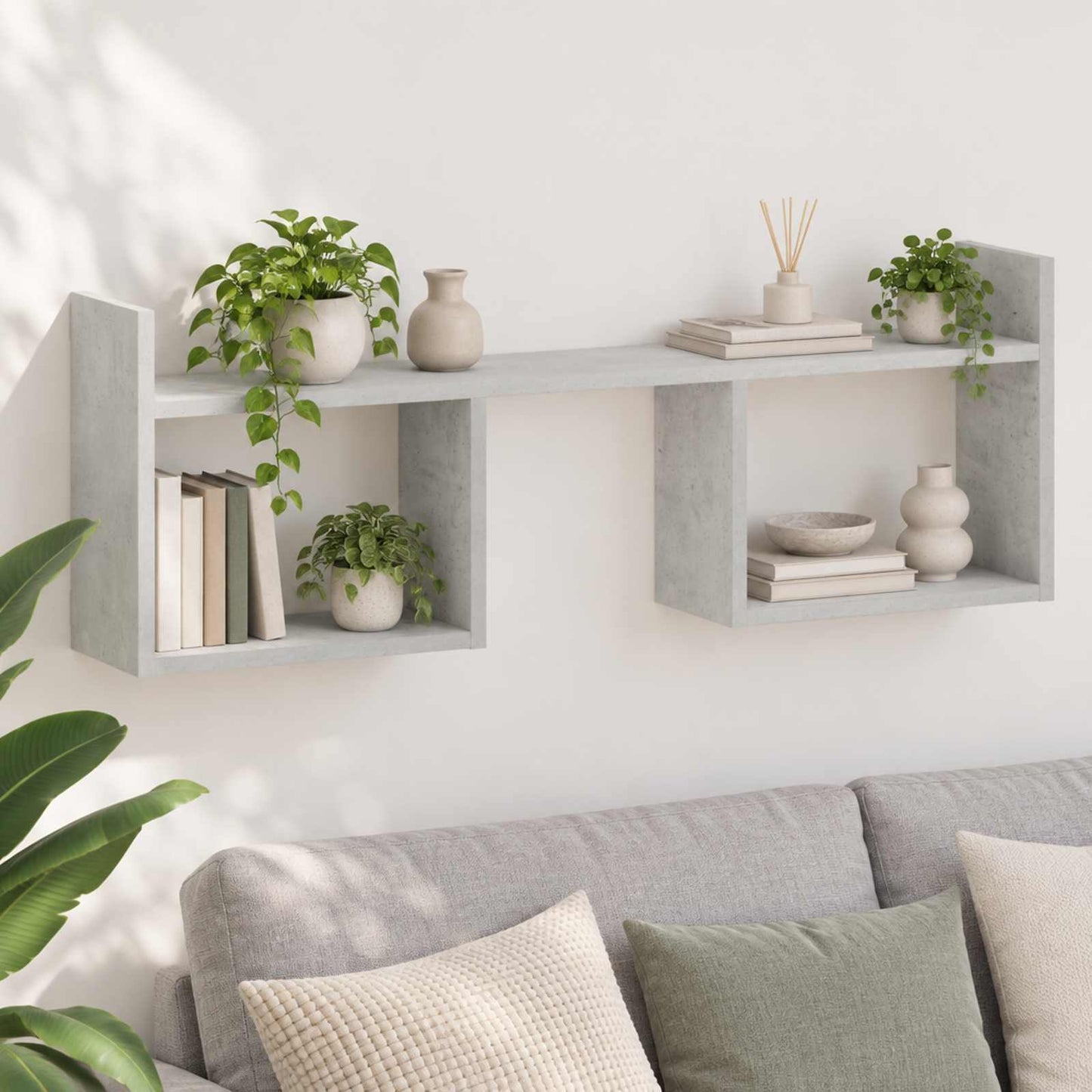 vidaXL Ράφι Τοίχου Γκρι Σκυροδέματος 90 x 17 x 32 cm