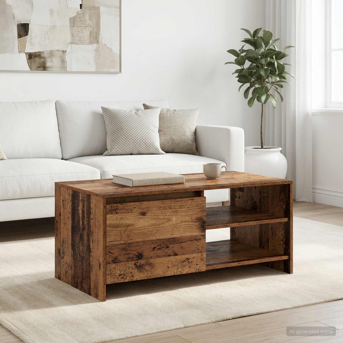 vidaXL Τραπεζάκι σαλονιού Παλαιωμένο ξύλο 102 x 50 x 45 cm