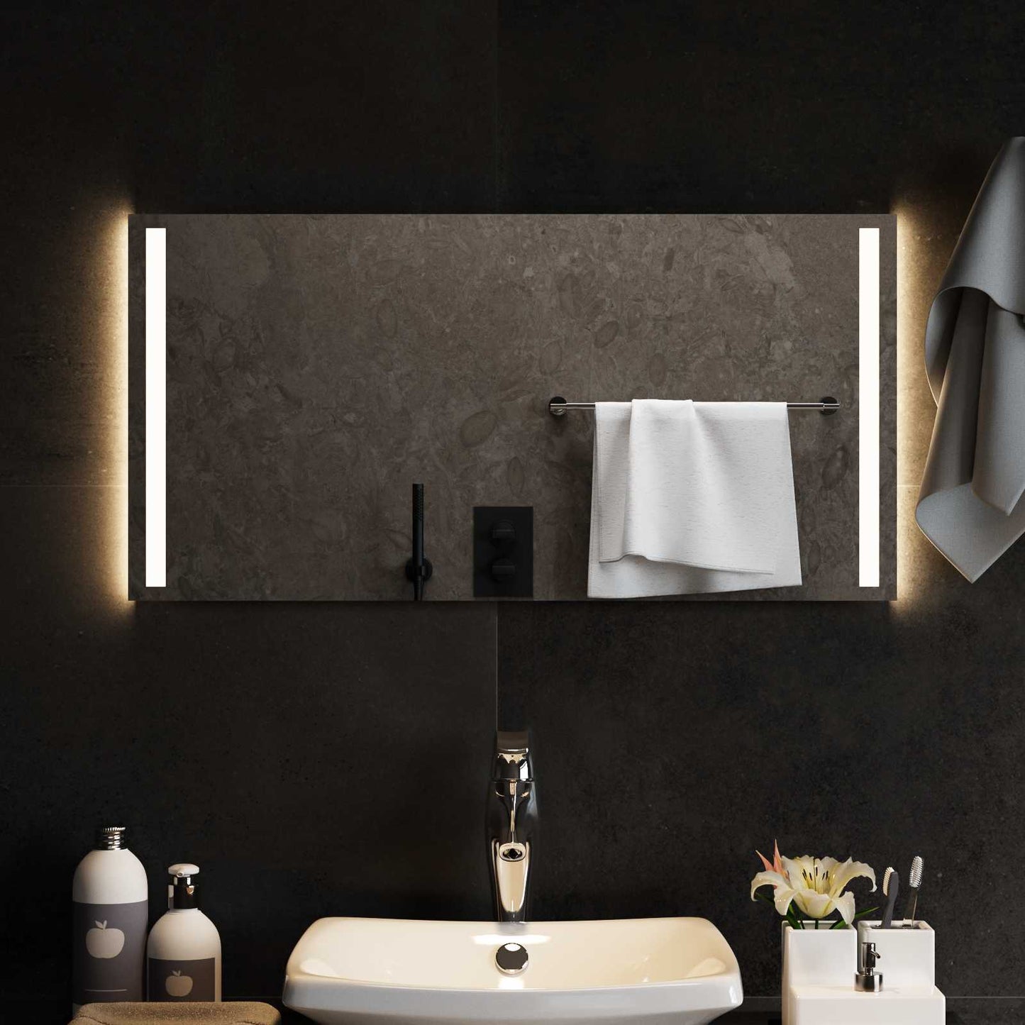vidaXL Καθρέφτης μπάνιου LED Διαφανές 80 x 40 cm σκληρυμένο γυαλί
