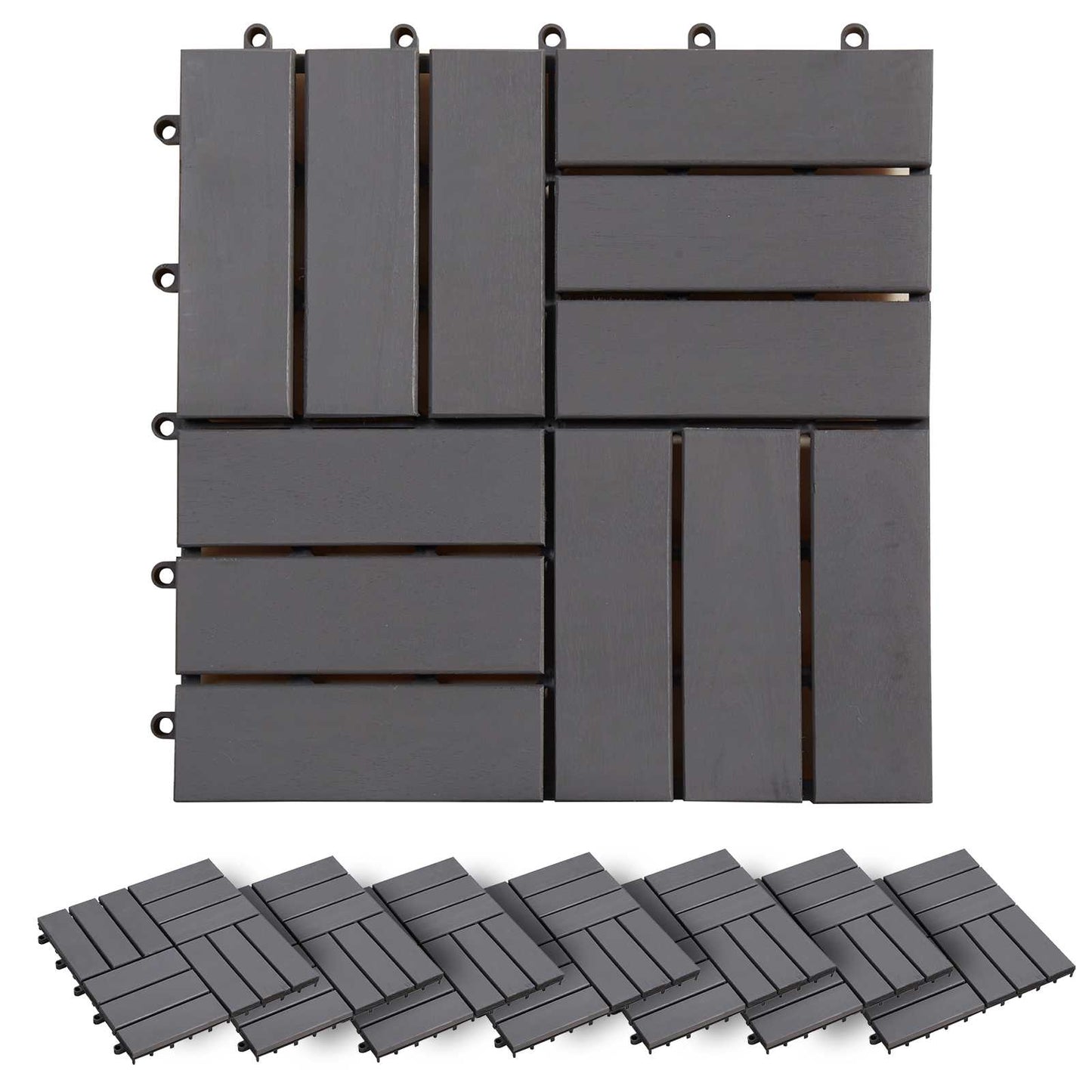 vidaXL Πλάκα Κατασκευής 30 τεμ. Γκρι 30 x 30 cm Ξύλο Ακακίας