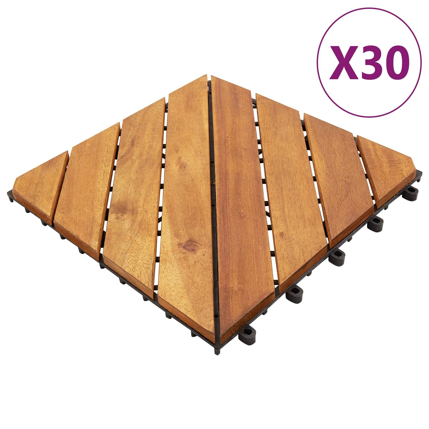 vidaXL Πλάκα Κατασκευής 30 pcs Καφέ 30 x 30 cm Ξύλο Ακακίας