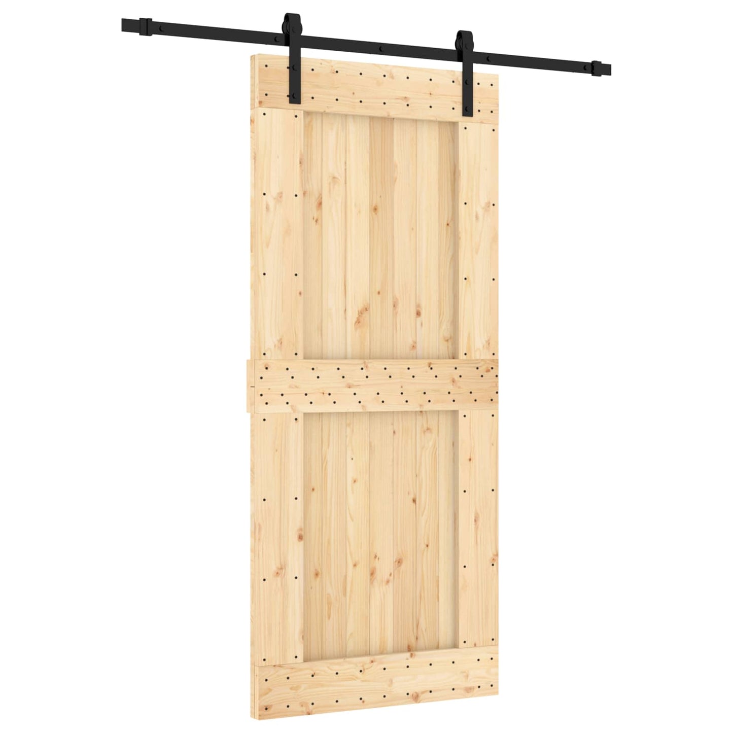vidaXL Συρόμενη Πόρτα Φυσικό και Μαύρο 90 x 210 cm