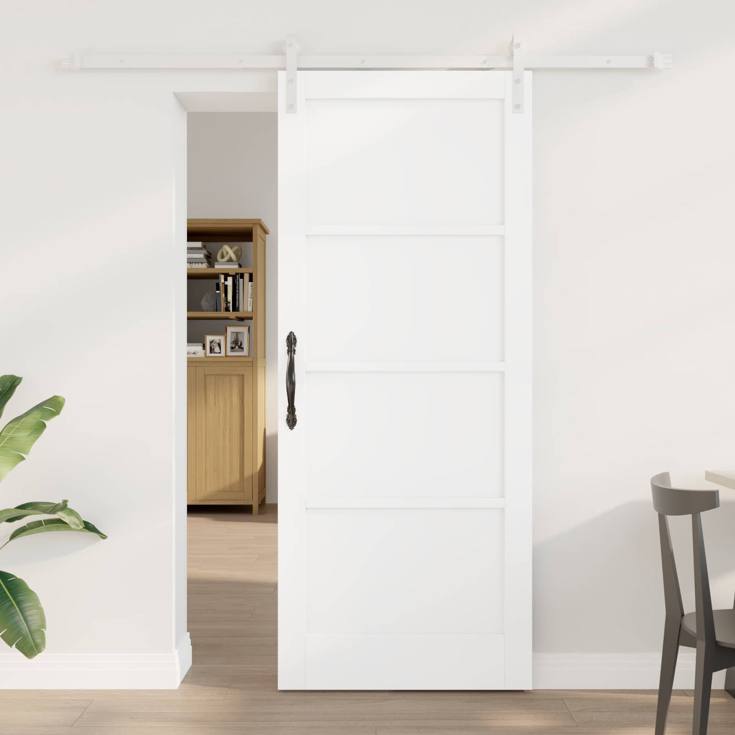 vidaXL Συρόμενη Πόρτα 83 x 202 εκ. Μασίφ Ξύλο Πεύκου Λευκό