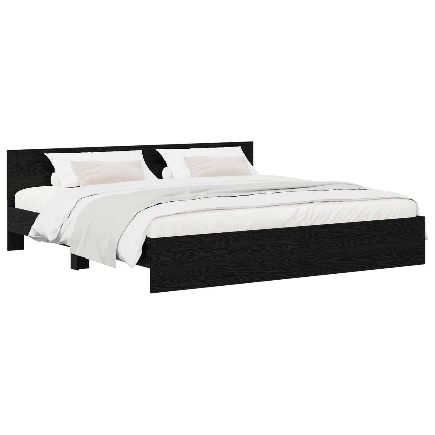 vidaXL Κρεβάτι με Κεφαλάρι Μαύρη Δρυς 200 x 200 cm Επεξεργασμένο ξύλο