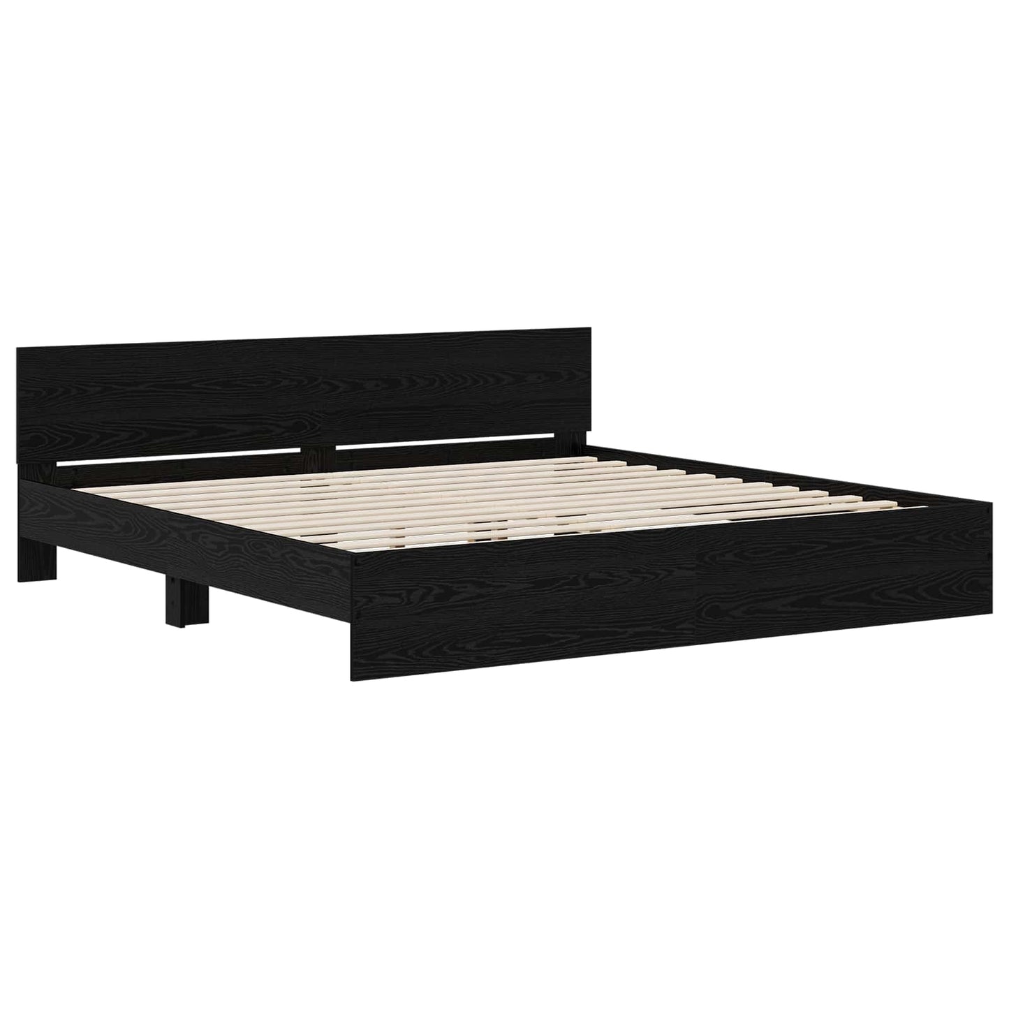vidaXL Κρεβάτι με Κεφαλάρι Μαύρη Δρυς 200 x 200 cm Επεξεργασμένο ξύλο